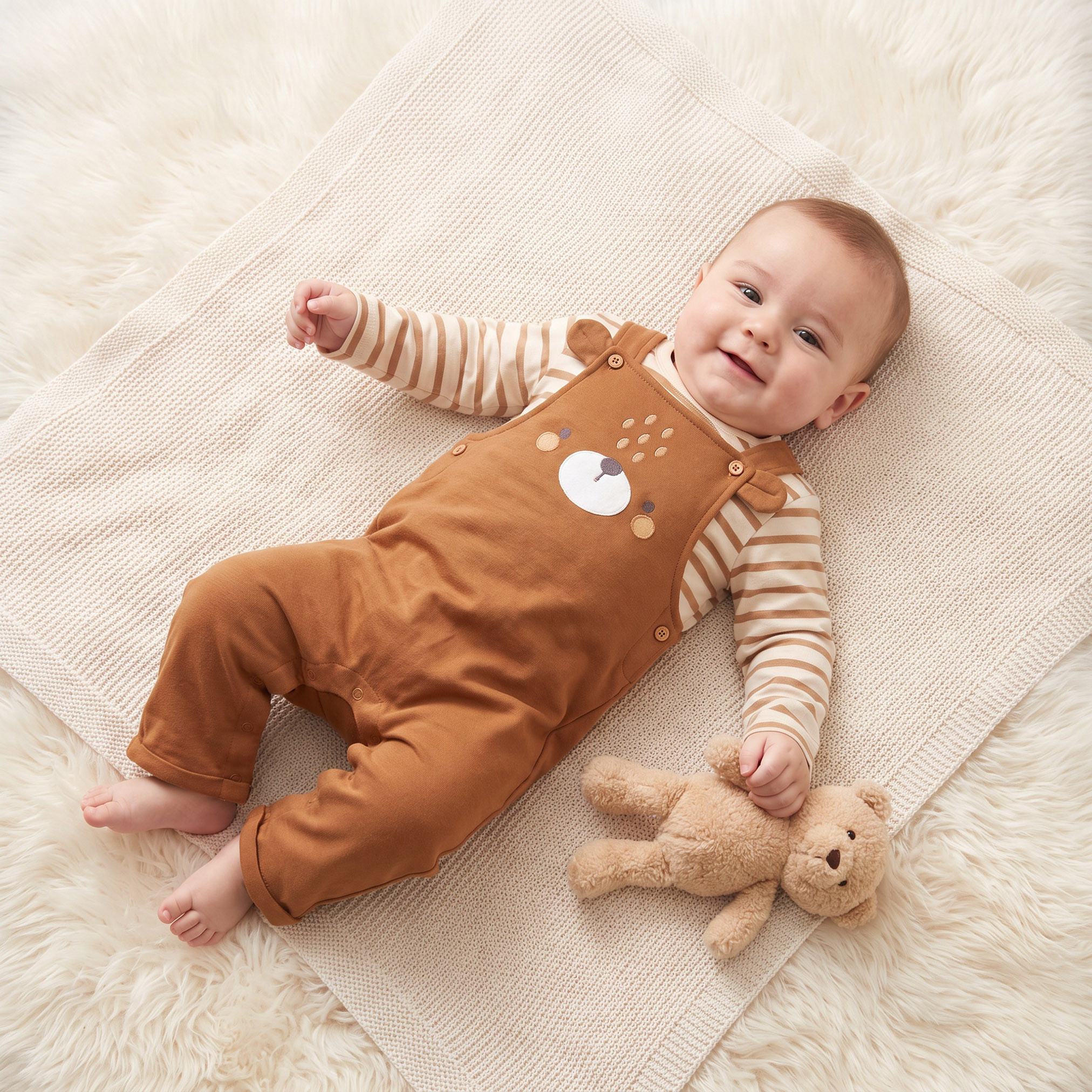 طقم تيشيرت بياقة ضيقة وأكمام طويلة ودنغري بطبعات من جونيورز-baby-boys-clothing-setsandcoords-image-1