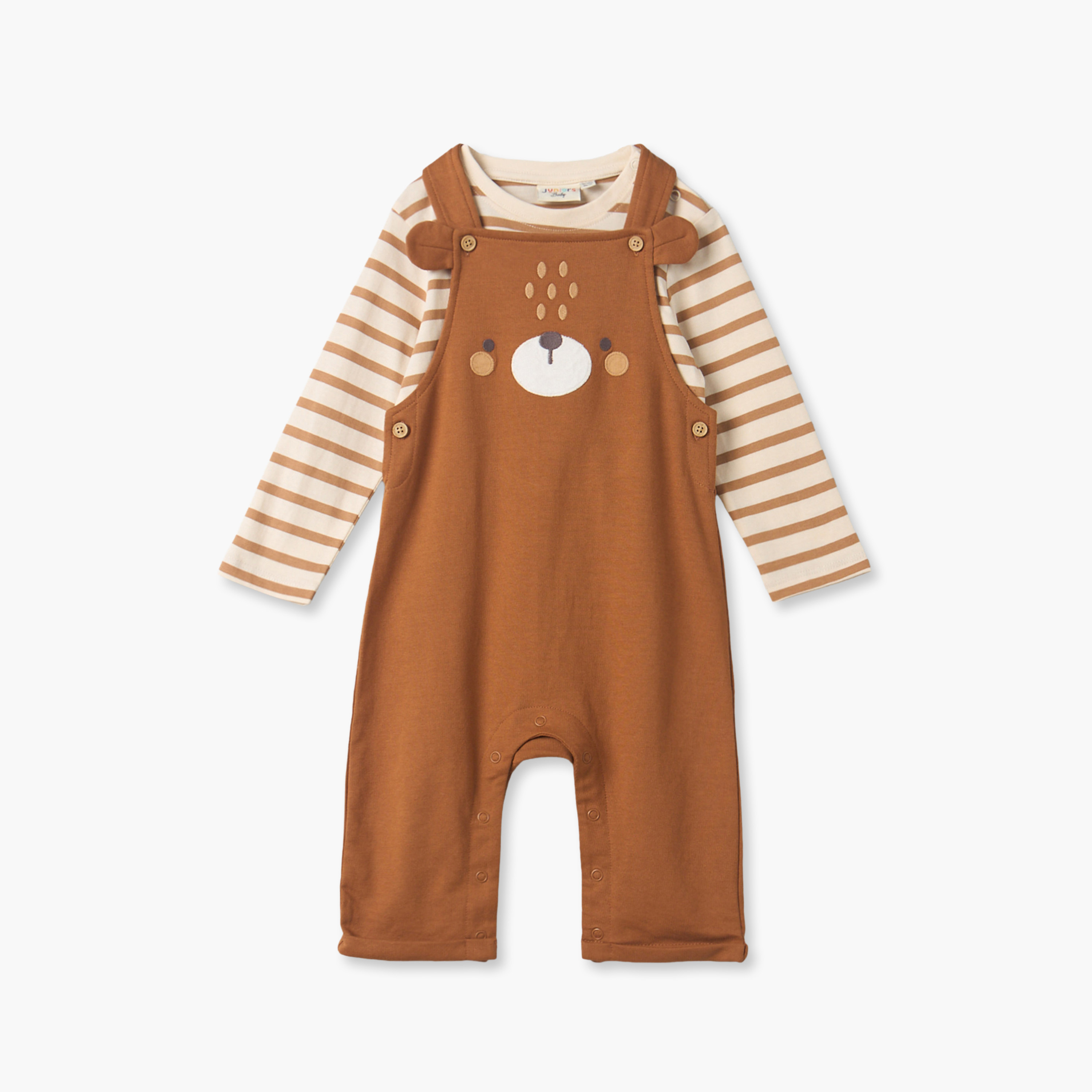 طقم تيشيرت بياقة ضيقة وأكمام طويلة ودنغري بطبعات من جونيورز-baby-boys-clothing-setsandcoords-image-2