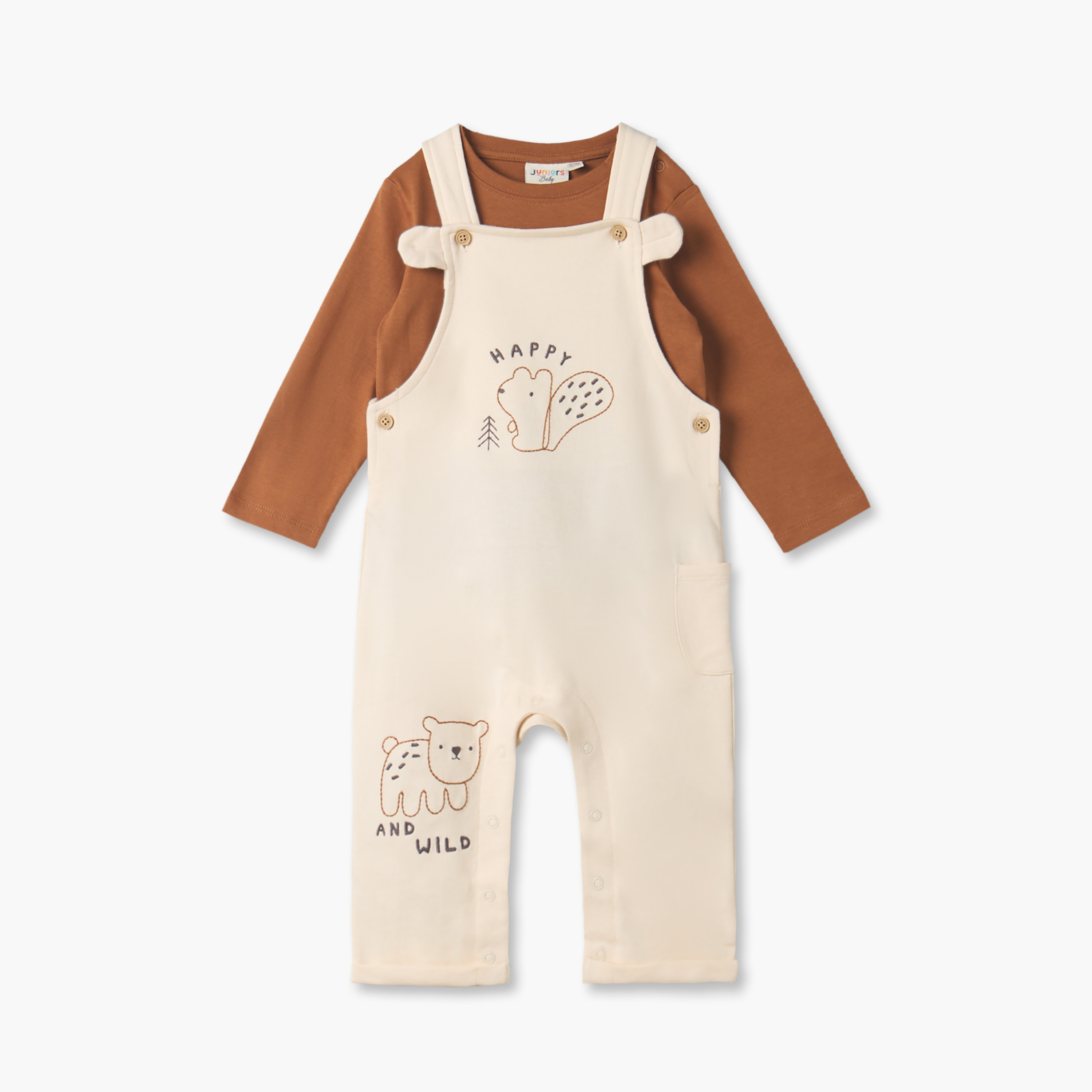 طقم تيشيرت بياقة ضيقة وأكمام طويلة ودنغري بطبعات من جونيورز-baby-boys-clothing-setsandcoords-image-2