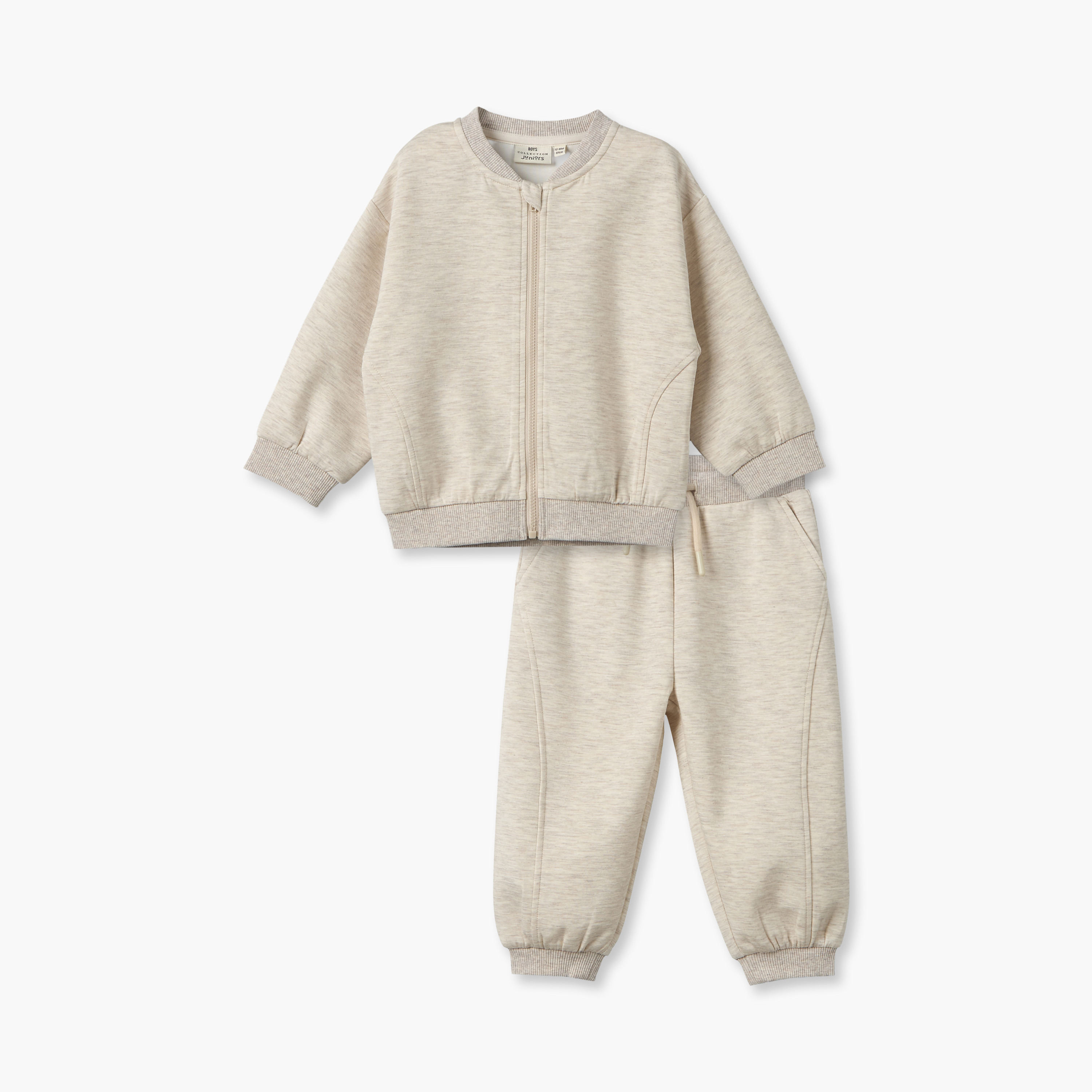 طقم جاكيت بياقة مستديرة وأكمام طويلة وبنطلون رياضي بجيوب من جونيورز-baby-boys-clothing-setsandcoords-image-1