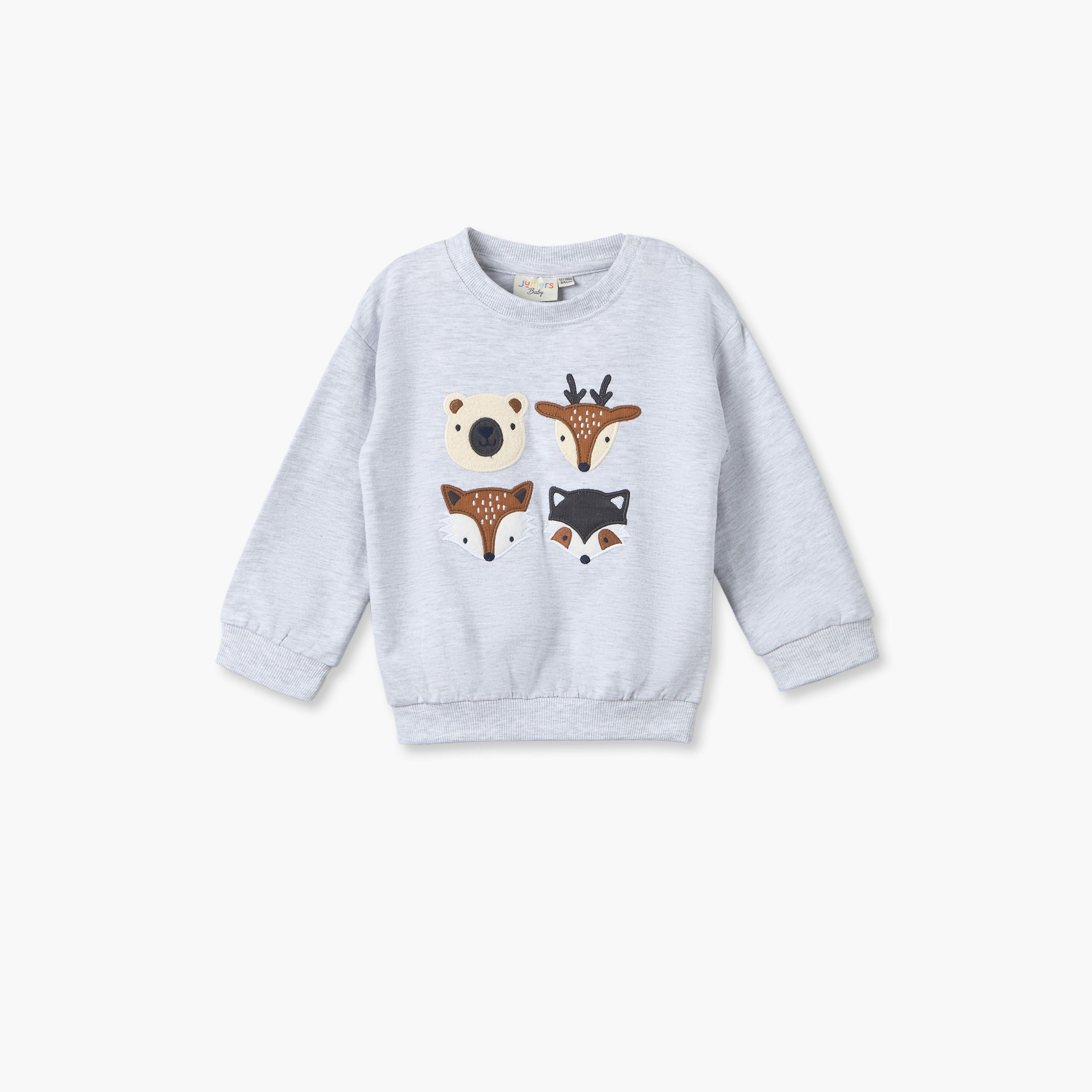 Juniors Crew Neck Long Sleeves Sweatshirt and Joggers Set with Woodland Applique-baby-boys-clothing-setsandcoords-image-3