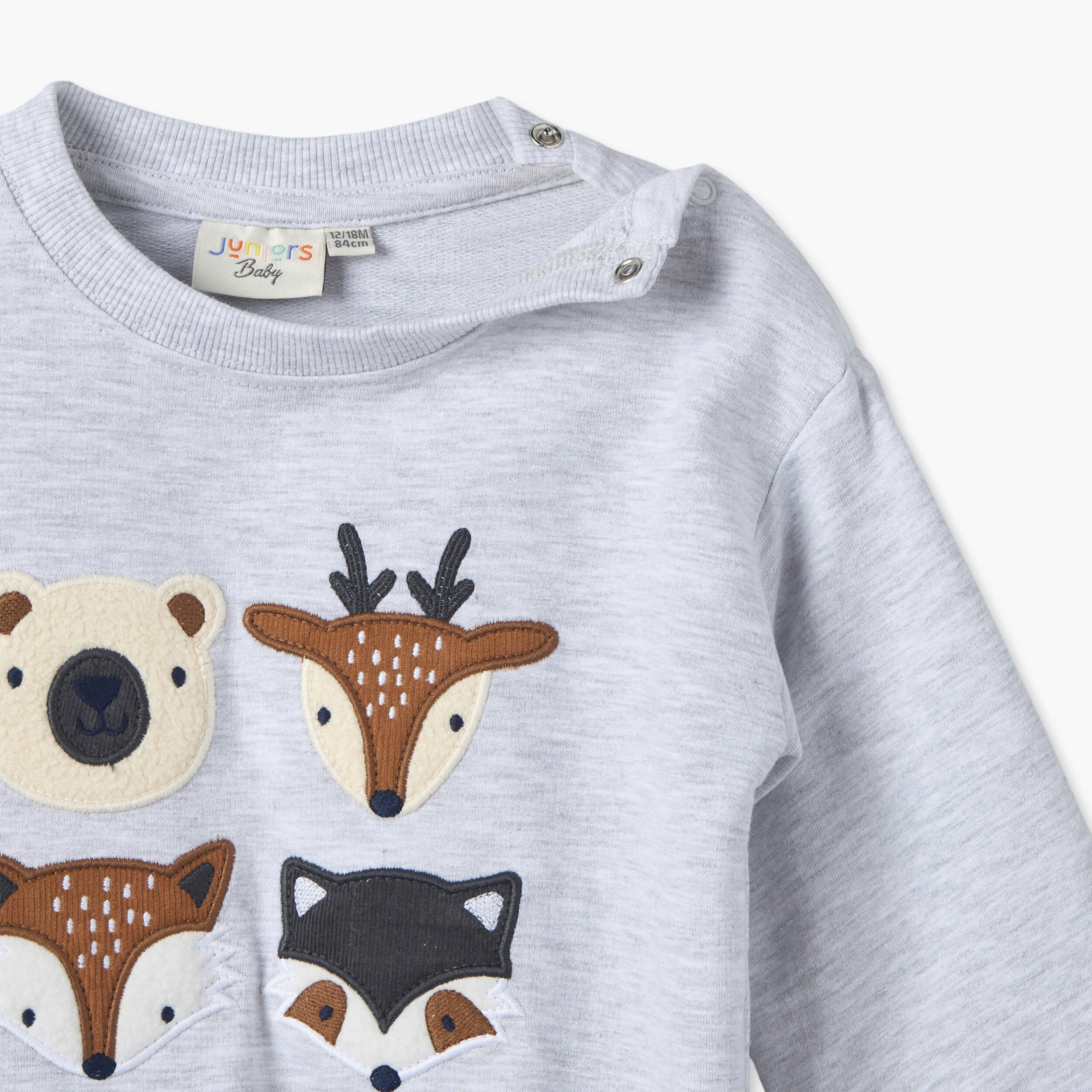 Juniors Crew Neck Long Sleeves Sweatshirt and Joggers Set with Woodland Applique-baby-boys-clothing-setsandcoords-image-7