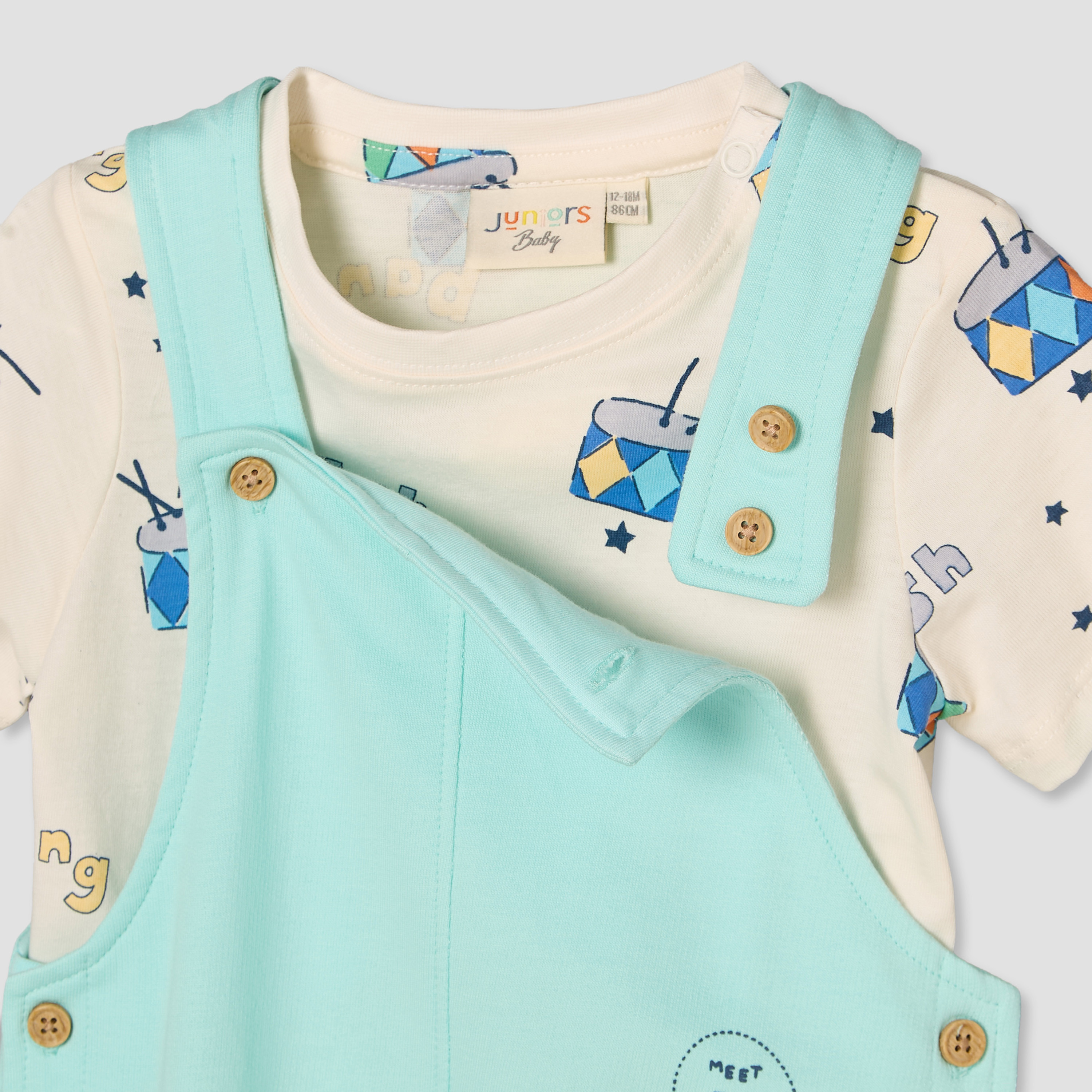 طقم دنغري بتزيينات وتيشيرت بياقة مستديرة وأكمام قصيرة من جونيورز-baby-boys-clothing-setsandcoords-image-6