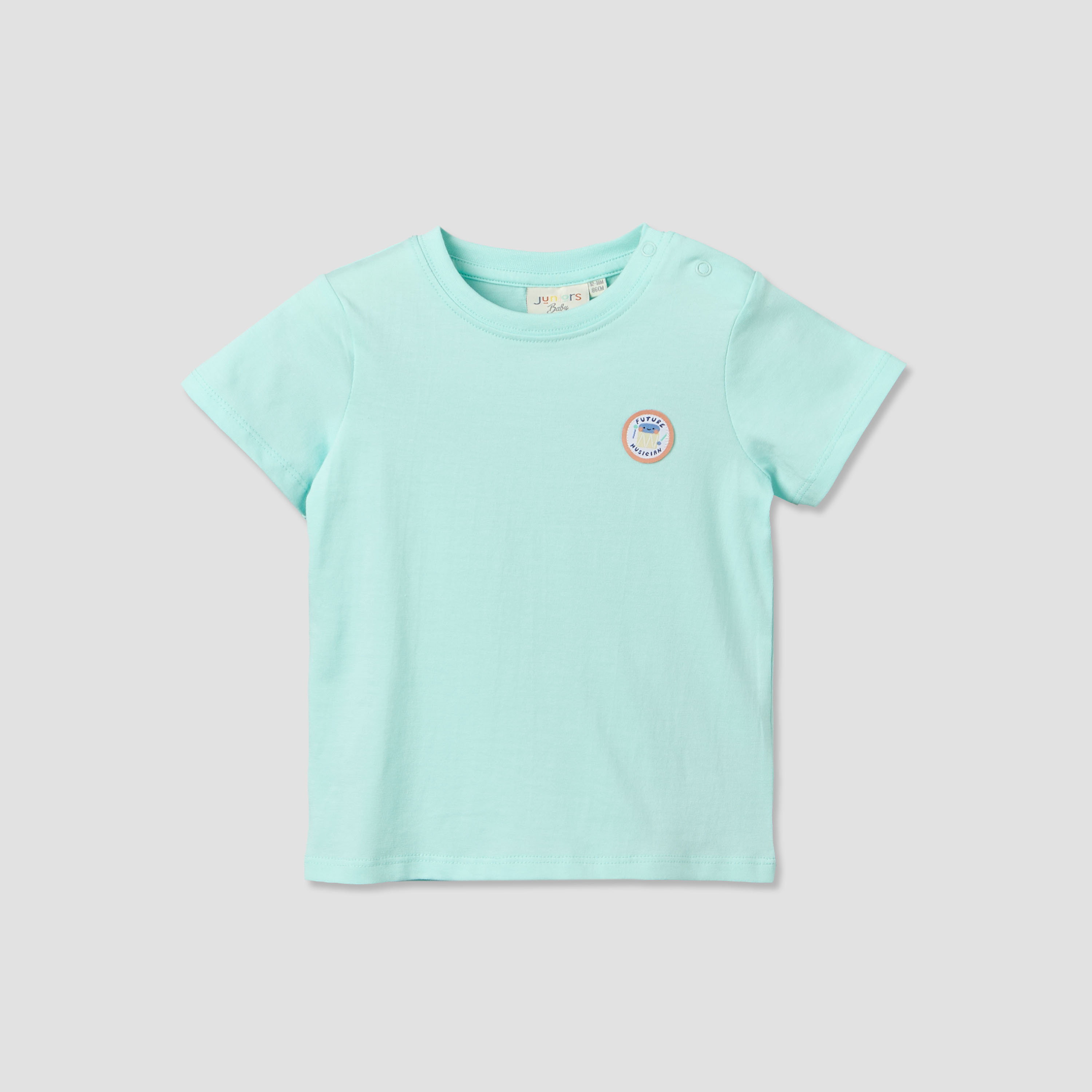 Juniors Round Neck Short Sleeves T-shirt and Dungaree Set with Drum Print-baby-boys-clothing-setsandcoords-image-5