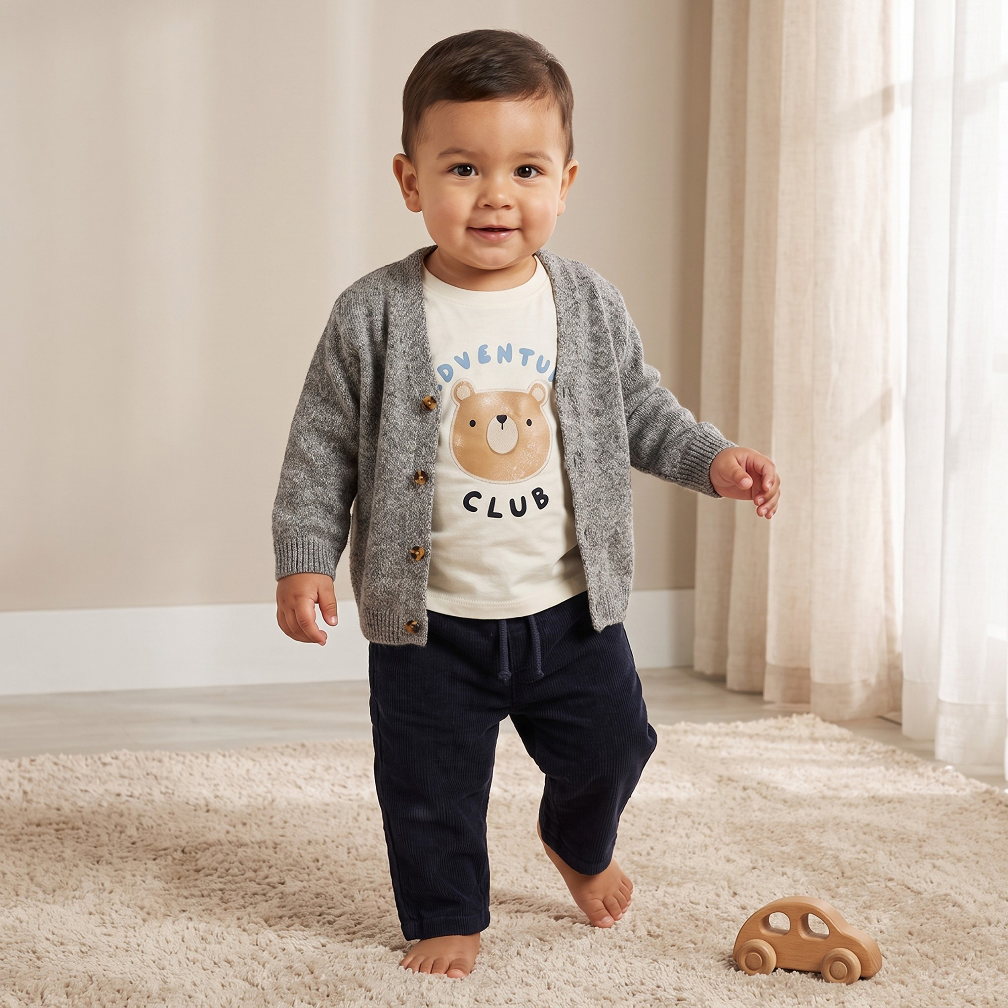 Set of 3 Juniors Crew Neck Long Sleeves T-shirt and Pants Set with Bear Print-baby-boys-clothing-winterwear-setsandcoords-image-1