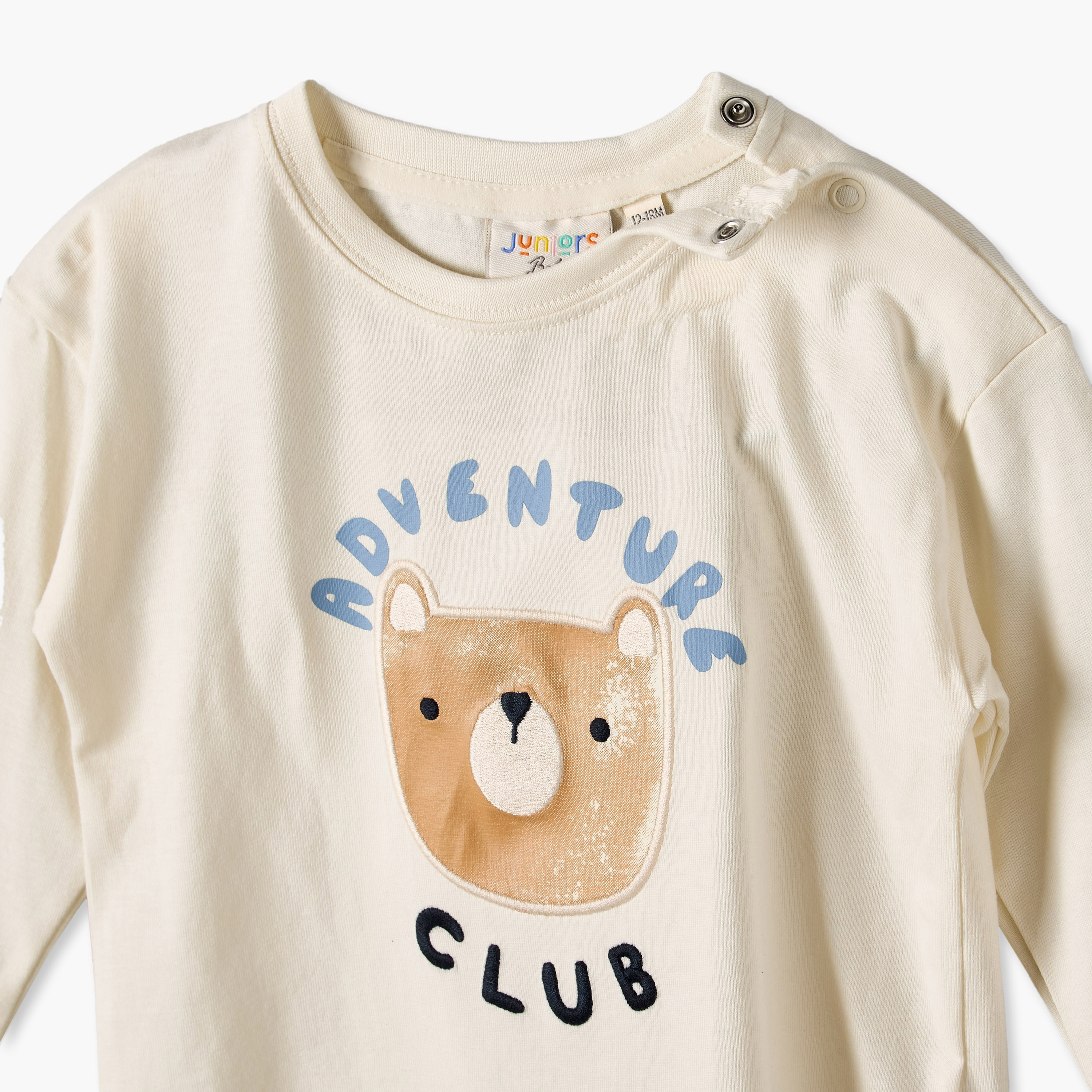 تيشيرت وبنطلون بياقة ضيقة وأكمام طويلة بطبعات دببة من جونيورز - طقم من 3 قطع-baby-boys-clothing-setsandcoords-image-6