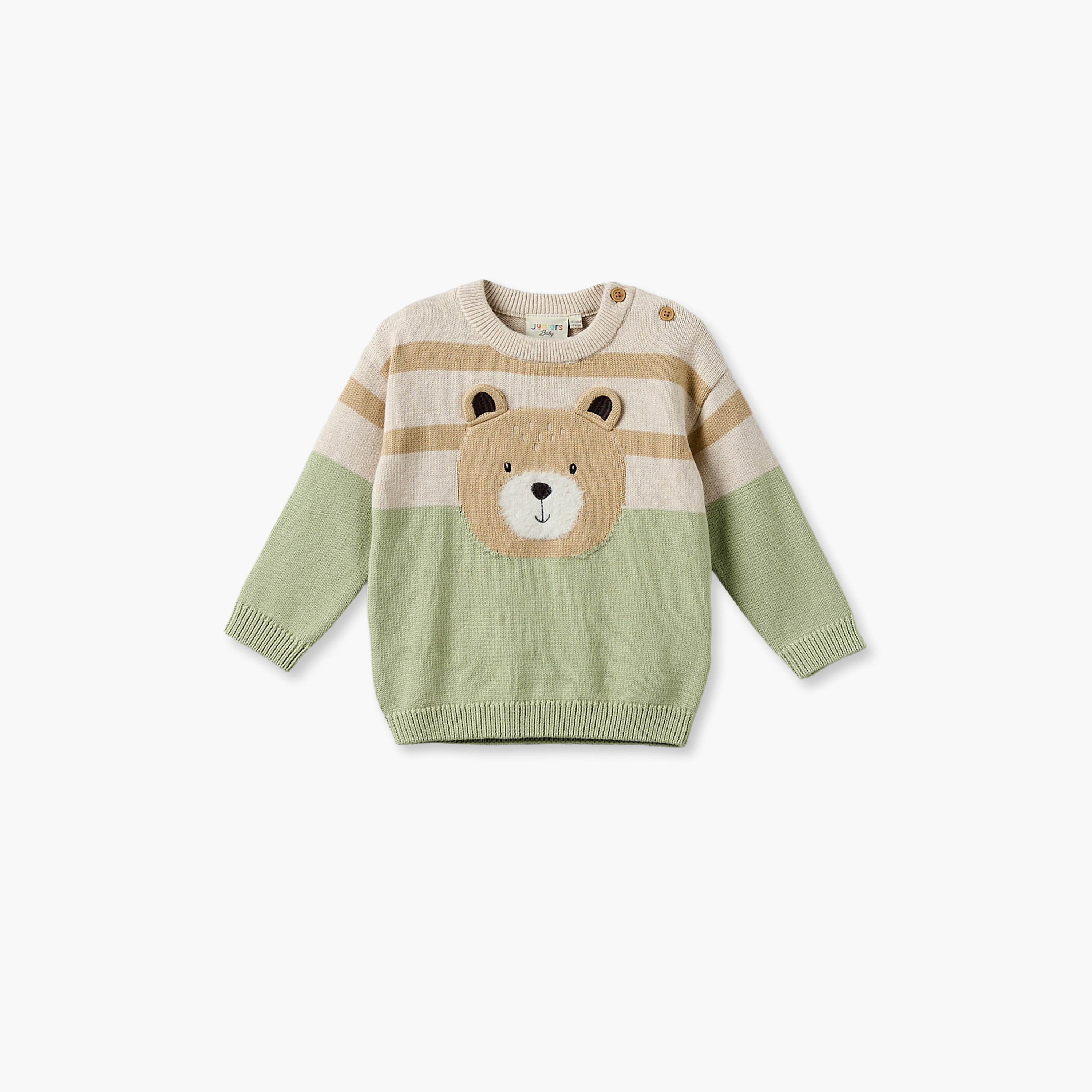 Juniors Crew Neck Long Sleeves Sweater and Pants Set with Bear Applique-baby-boys-clothing-winterwear-setsandcoords-image-3