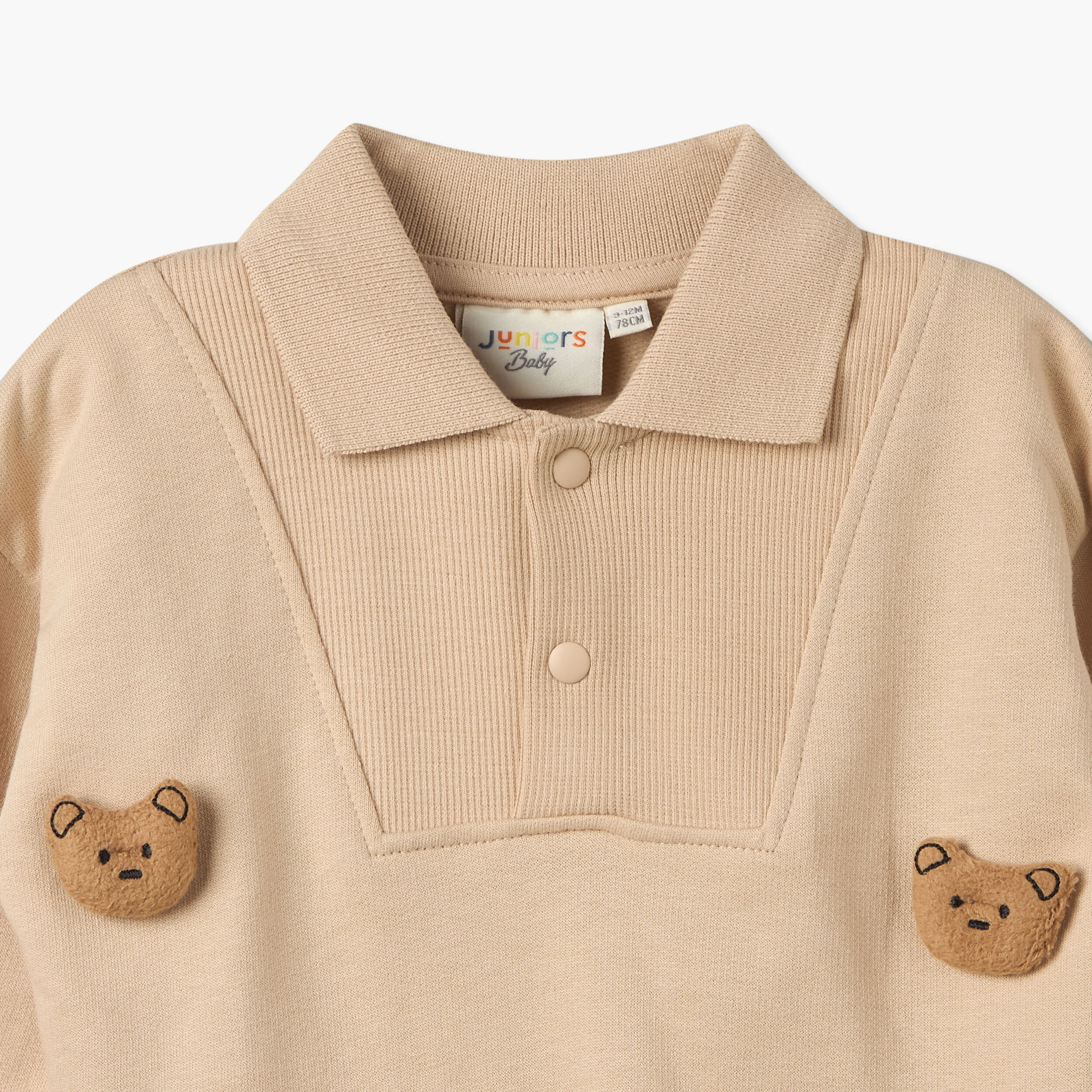 سويت شيرت بياقة عادية بولو وأكمام طويلة وبنطلون رياضي بتطريز دب من جونيورز-baby-boys-clothing-setsandcoords-image-7