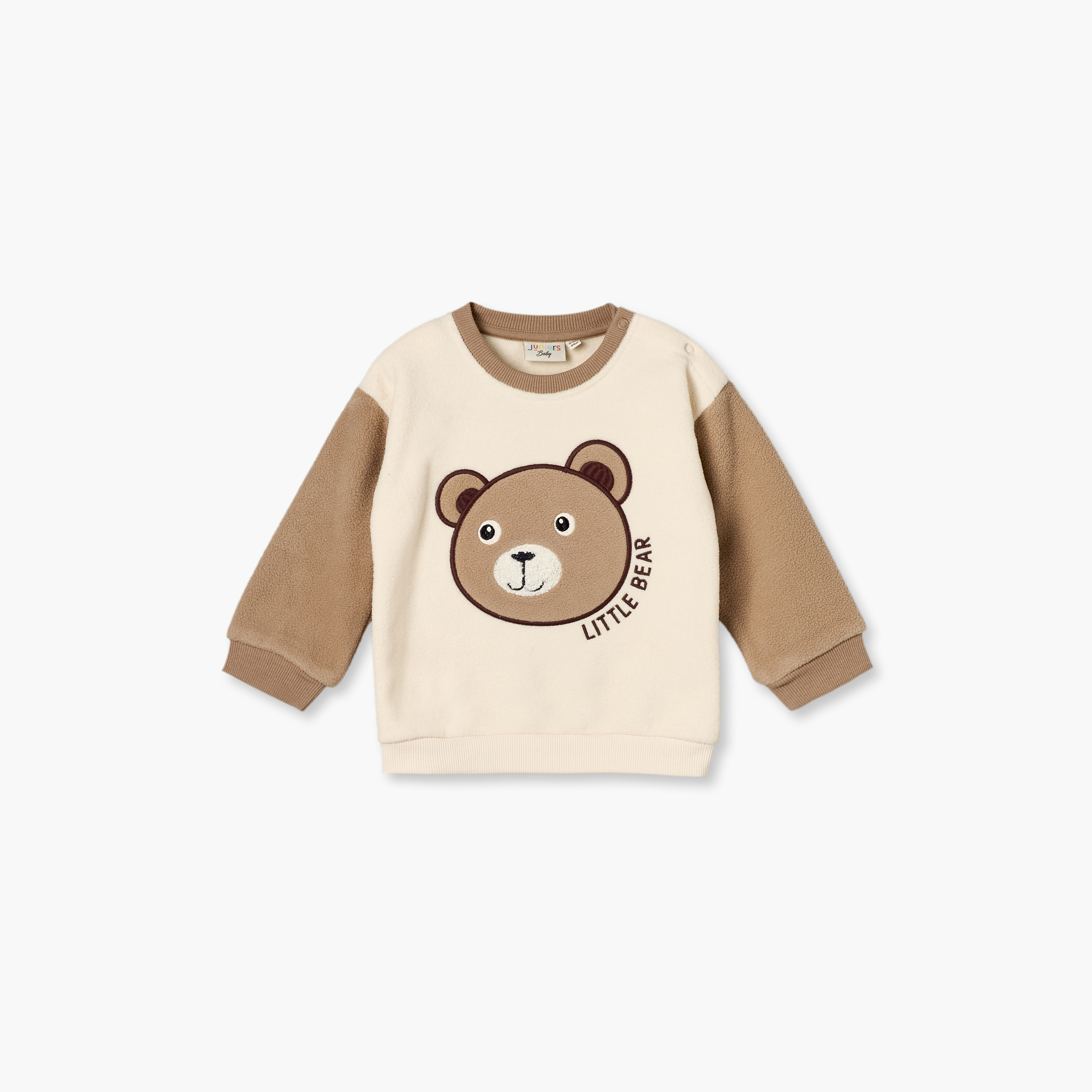 Juniors Cotton Crew Neck Long Sleeves Pyjama Set with Bear Applique-baby-boys-clothing-setsandcoords-image-3