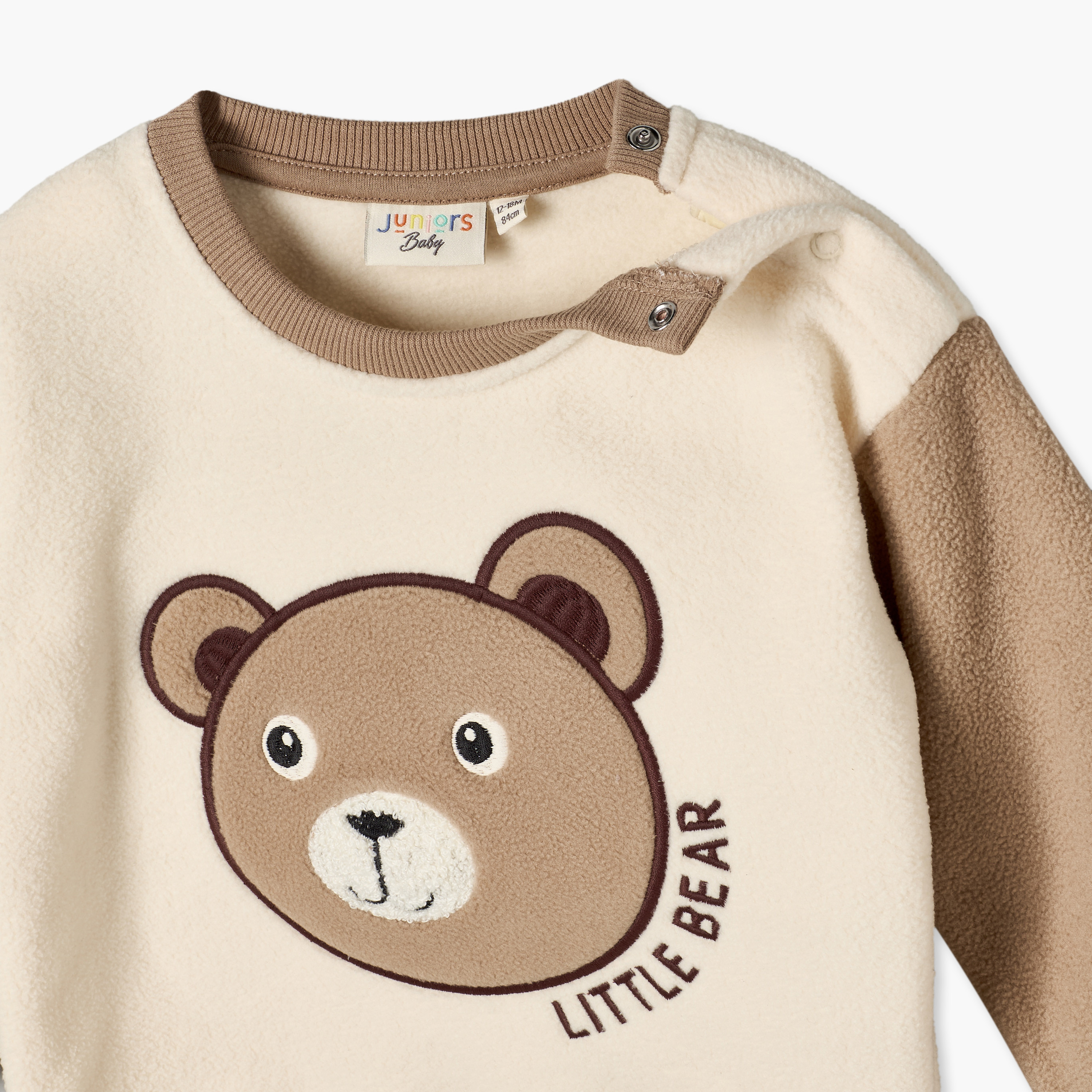Juniors Cotton Crew Neck Long Sleeves Pyjama Set with Bear Applique-baby-boys-clothing-setsandcoords-image-7
