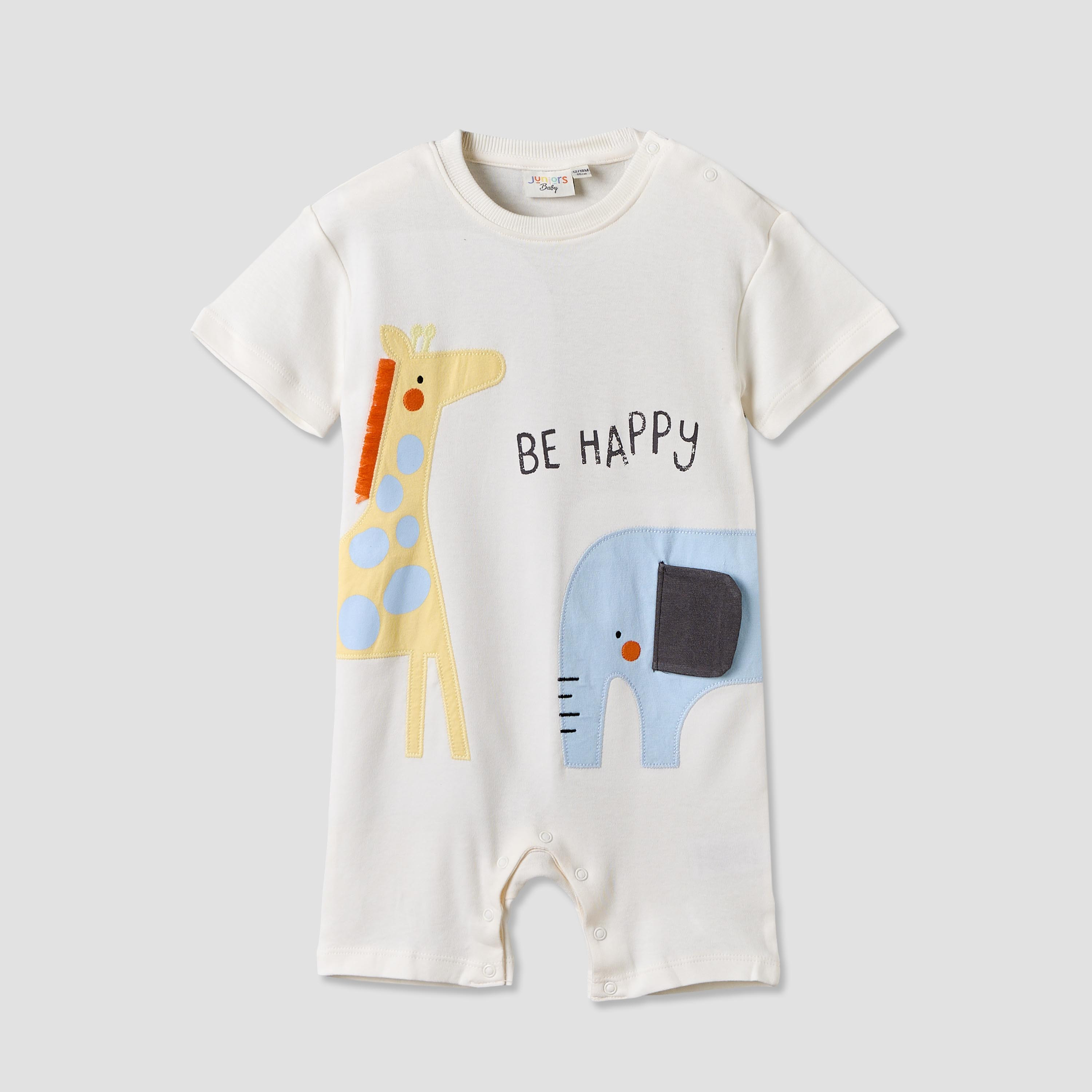أفرول بياقة ضيقة وأكمام قصيرة وزخارف  زرافة من جونيورز-baby-boys-clothing-rompers-image-1