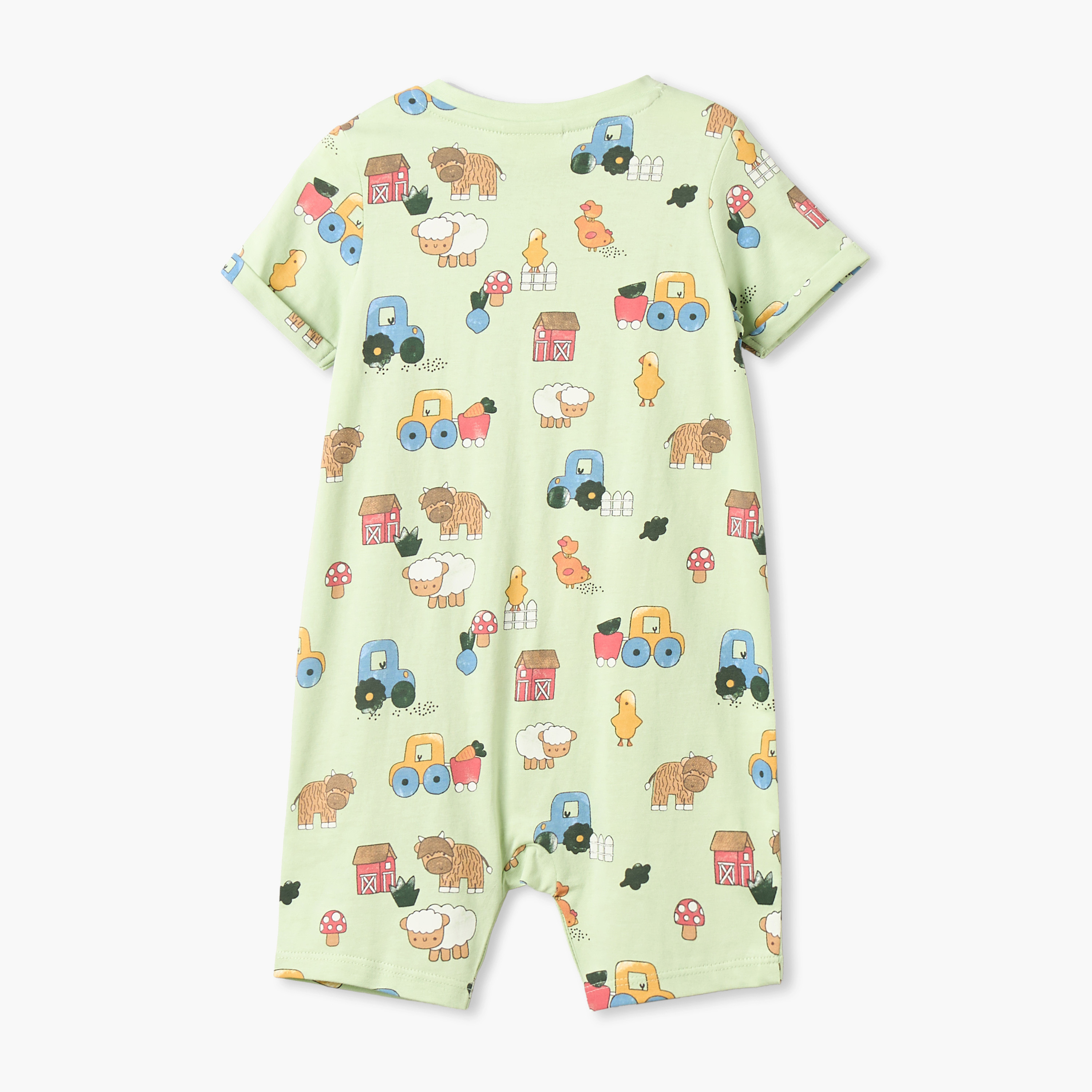 رومبر بياقة مستديرة وأكمام قصيرة بطبعة مزرعة من جونيورز - طقم من قطعتين-baby-boys-clothing-rompers-image-6