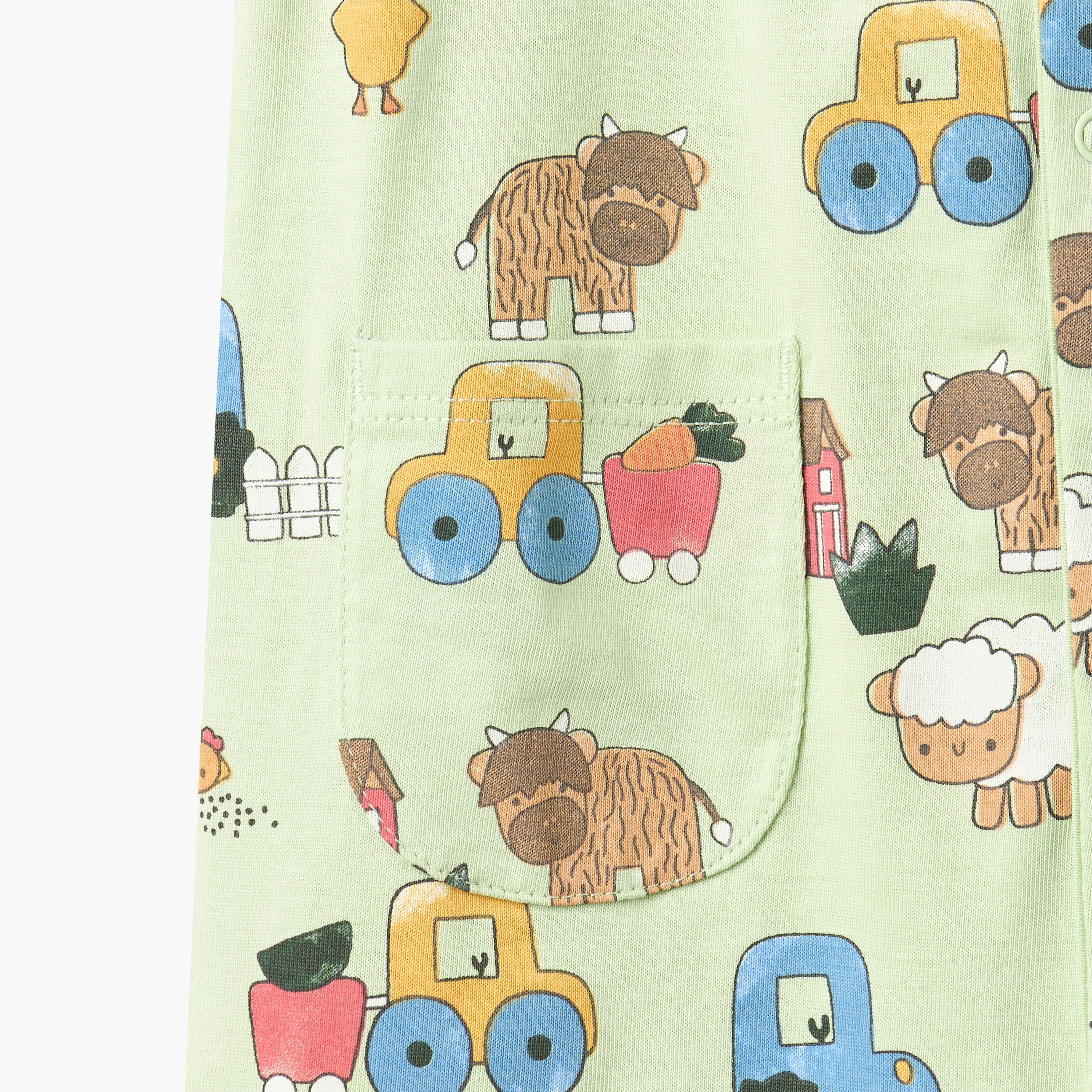رومبر بياقة مستديرة وأكمام قصيرة بطبعة مزرعة من جونيورز - طقم من قطعتين-baby-boys-clothing-rompers-image-7