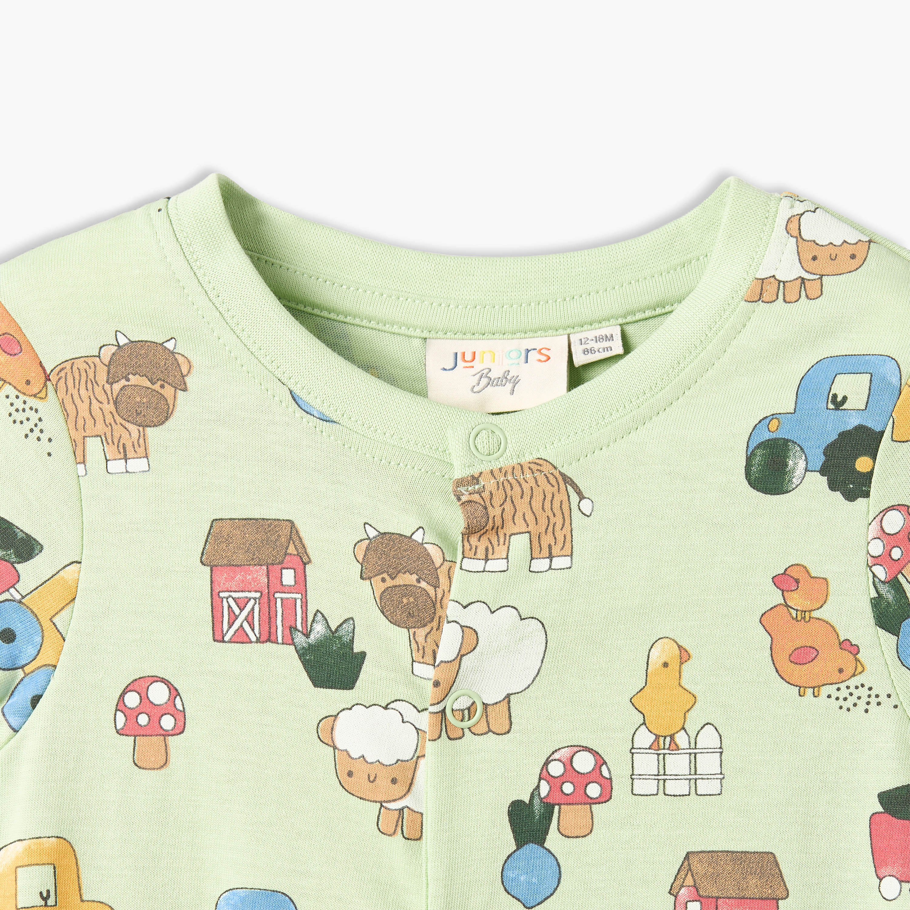 رومبر بياقة مستديرة وأكمام قصيرة بطبعة مزرعة من جونيورز - طقم من قطعتين-baby-boys-clothing-rompers-image-8