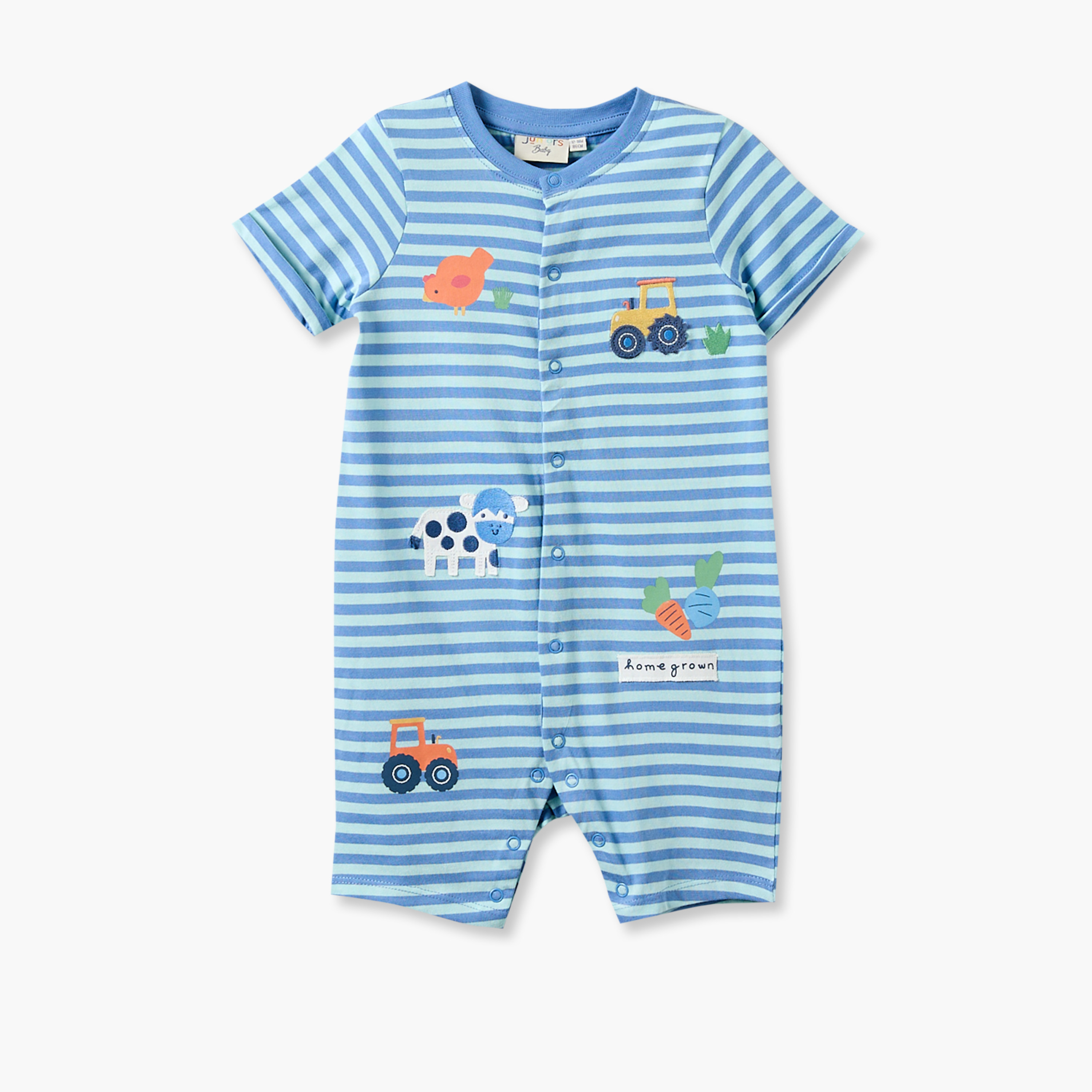 رومبر بياقة مستديرة وأكمام قصيرة بطبعة مزرعة من جونيورز - طقم من قطعتين-baby-boys-clothing-rompers-image-3