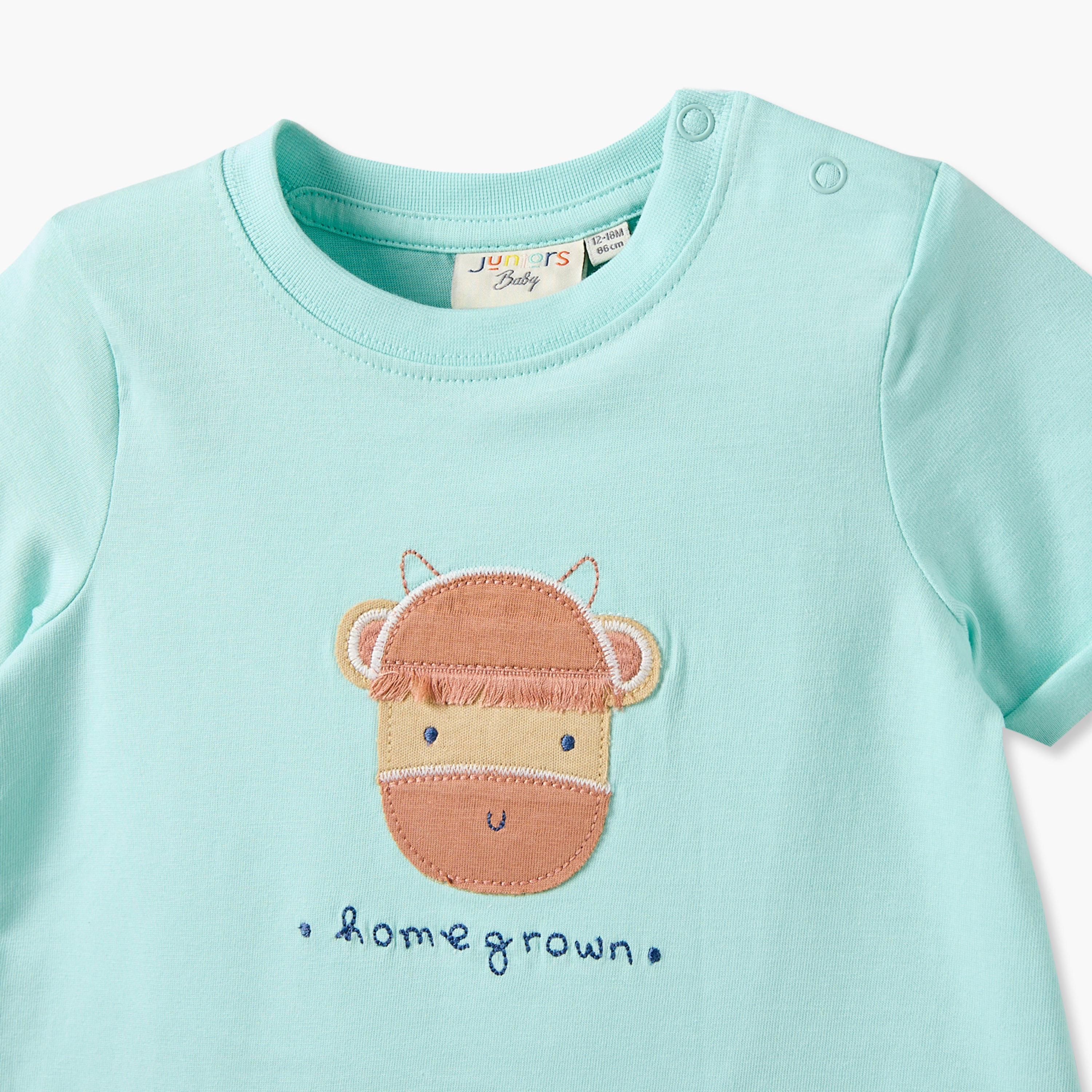 رومبر بياقة مستديرة وأكمام قصيرة بطبعة مزرعة من جونيورز - طقم من قطعتين-baby-boys-clothing-rompers-image-7