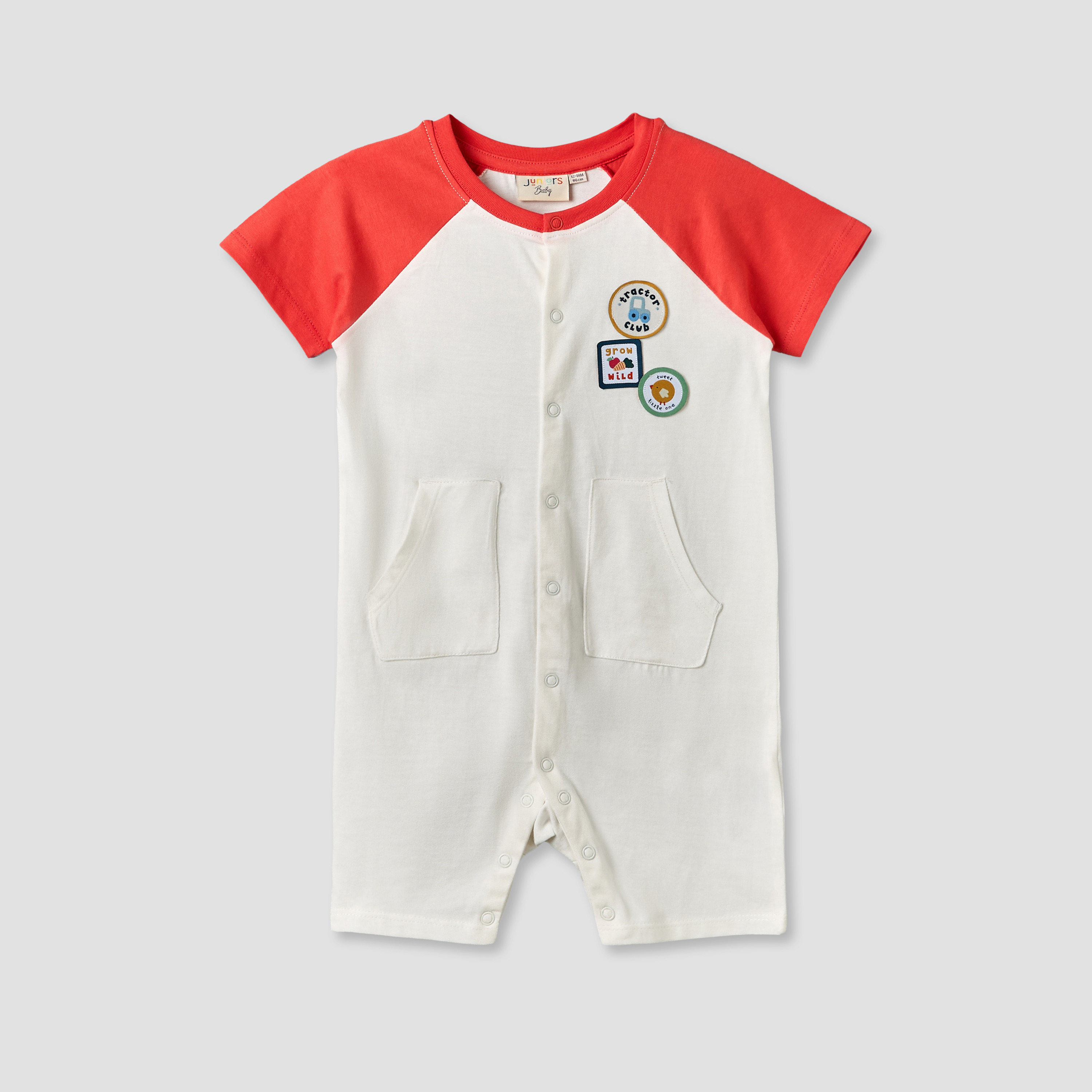 أفرول بياقة ضيقة وأكمام قصيرة وطبعات لطيفة من جونيورز - عبوة من قطعتين-baby-boys-clothing-rompers-image-2