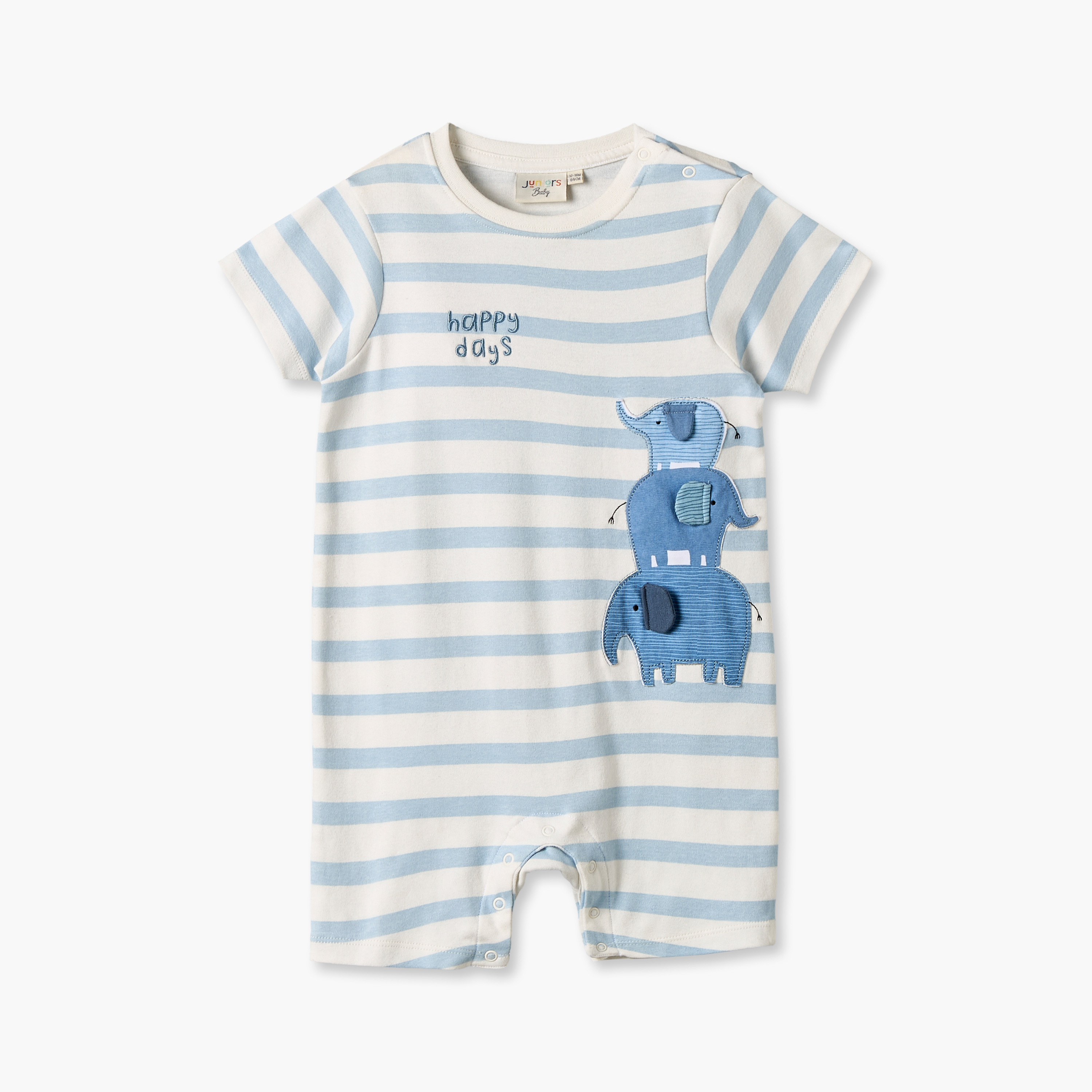 رومبير برقبة مستديرة وأكمام قصيرة وزخارف فيل من جونيورز-baby-boys-clothing-rompers-image-1