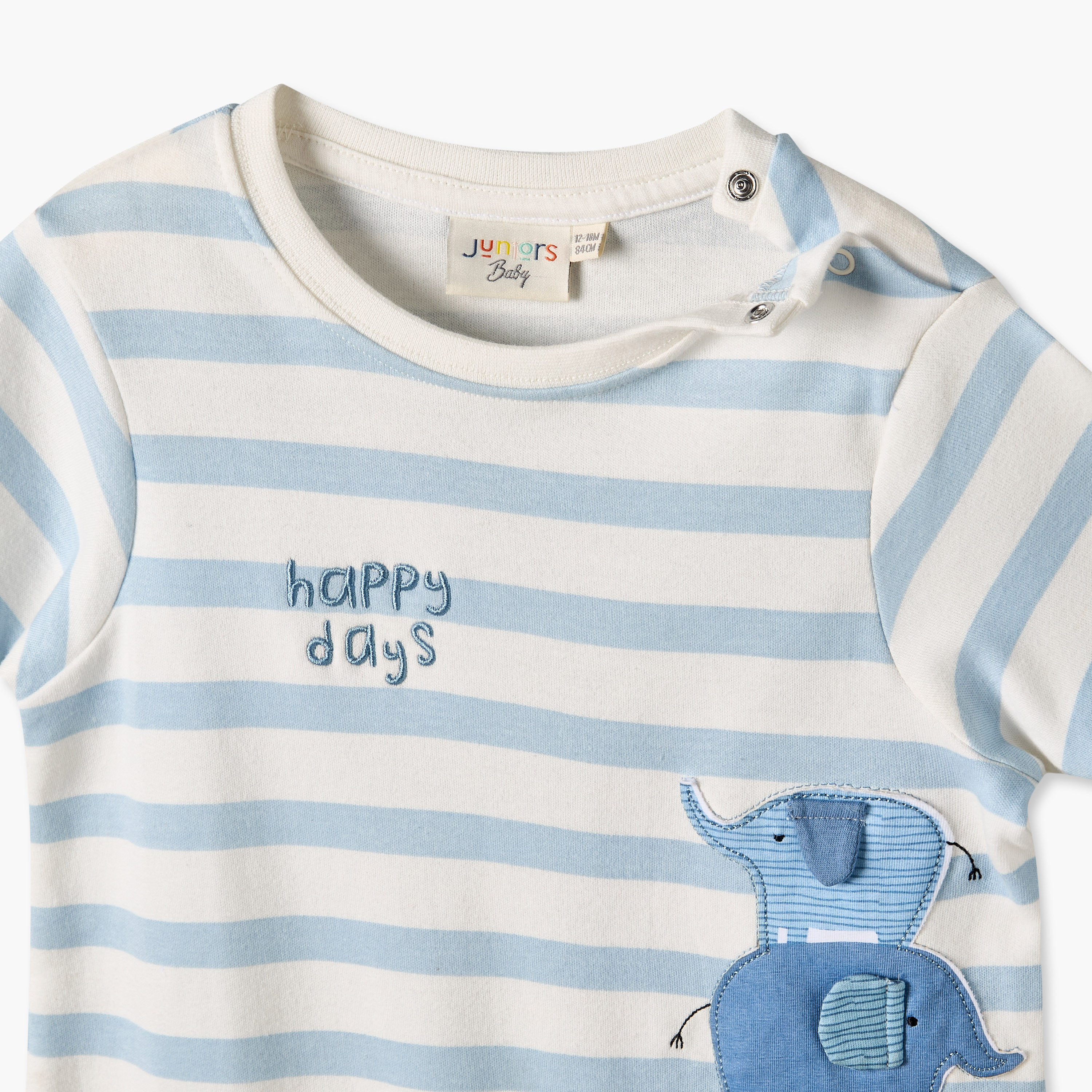 رومبير برقبة مستديرة وأكمام قصيرة وزخارف فيل من جونيورز-baby-boys-clothing-rompers-image-3