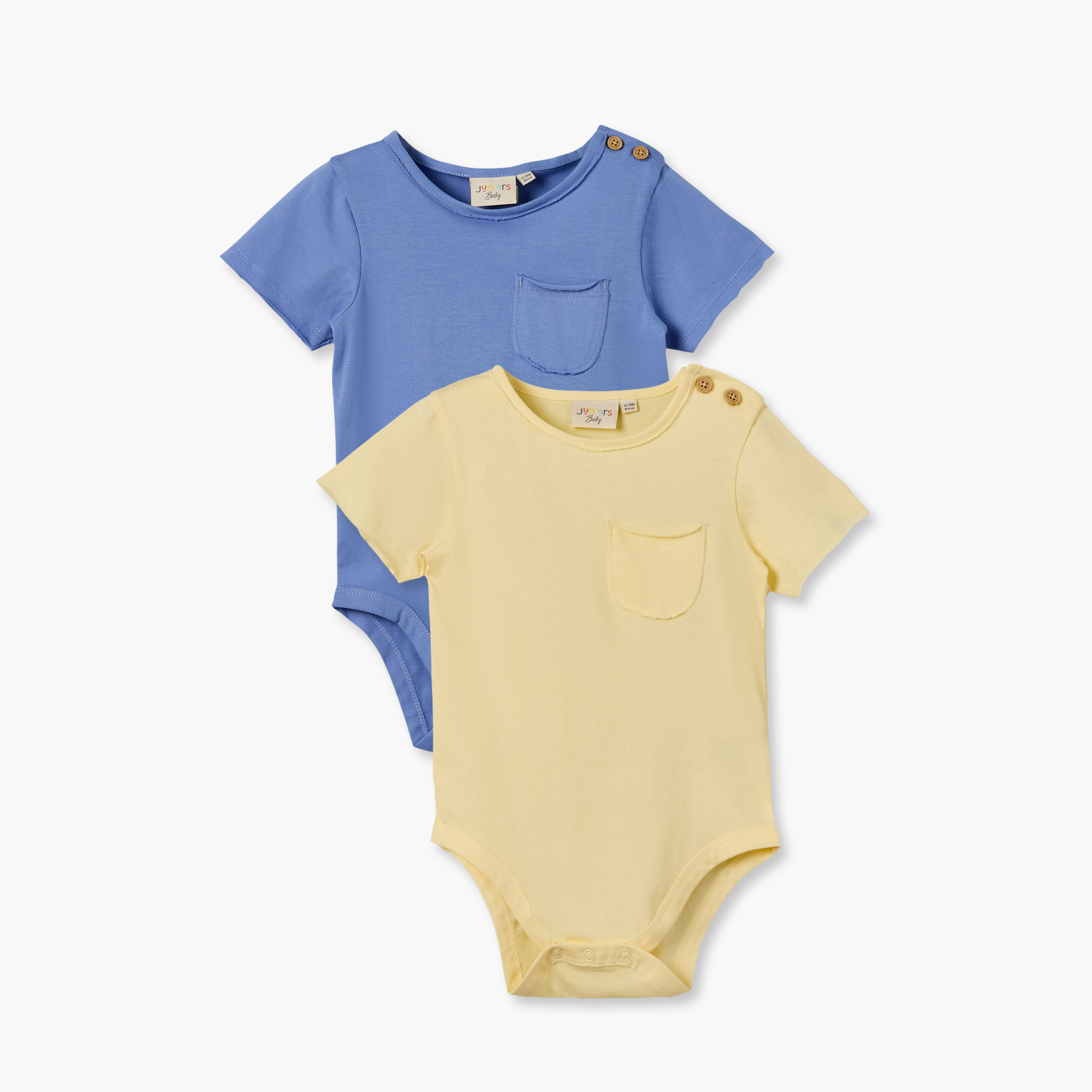 Pack of 2 Juniors Round Neck Short Sleeves Bodysuit with Pocket-baby-boys-clothing-bodysuits-image-1