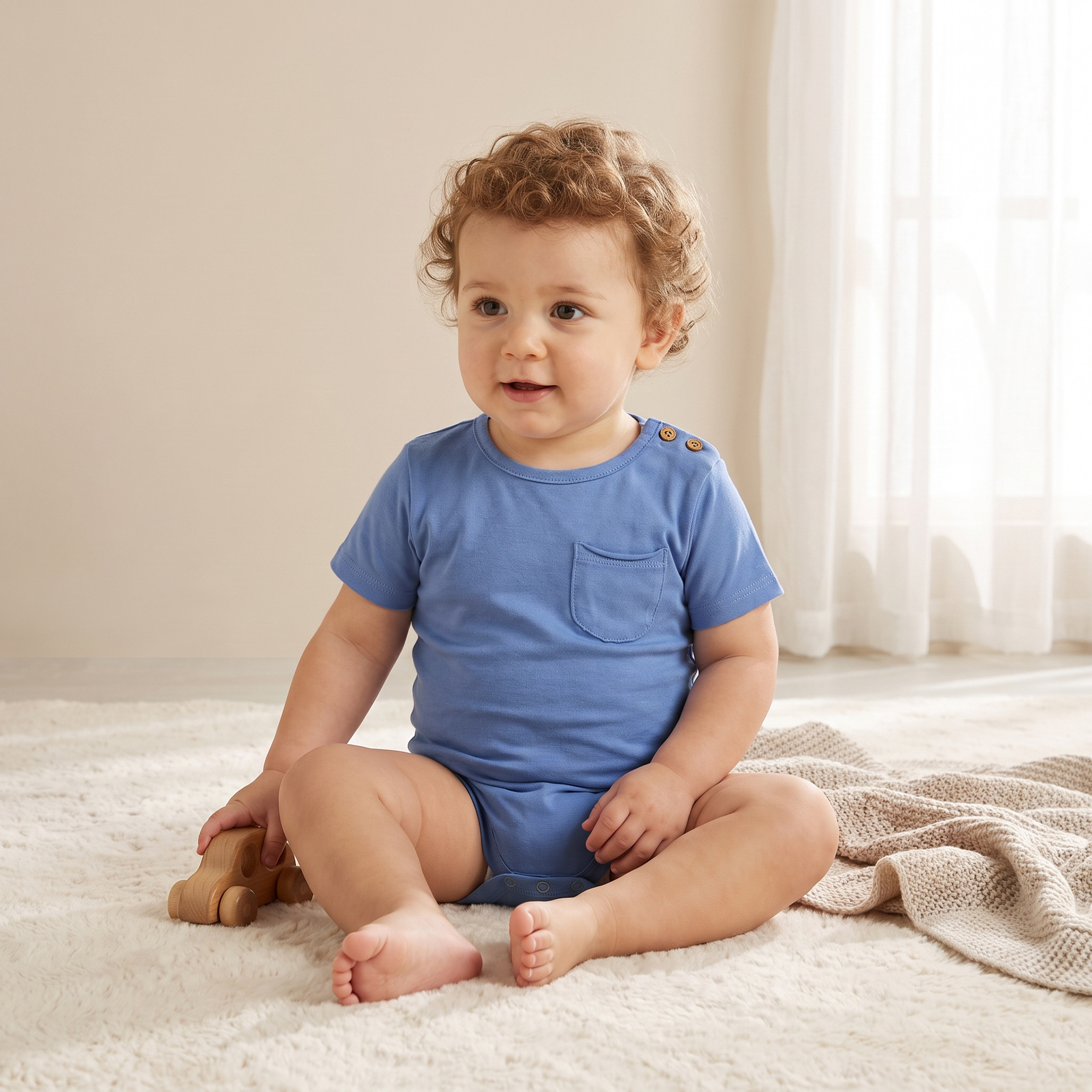 Pack of 2 Juniors Round Neck Short Sleeves Bodysuit with Pocket-baby-boys-clothing-bodysuits-image-2