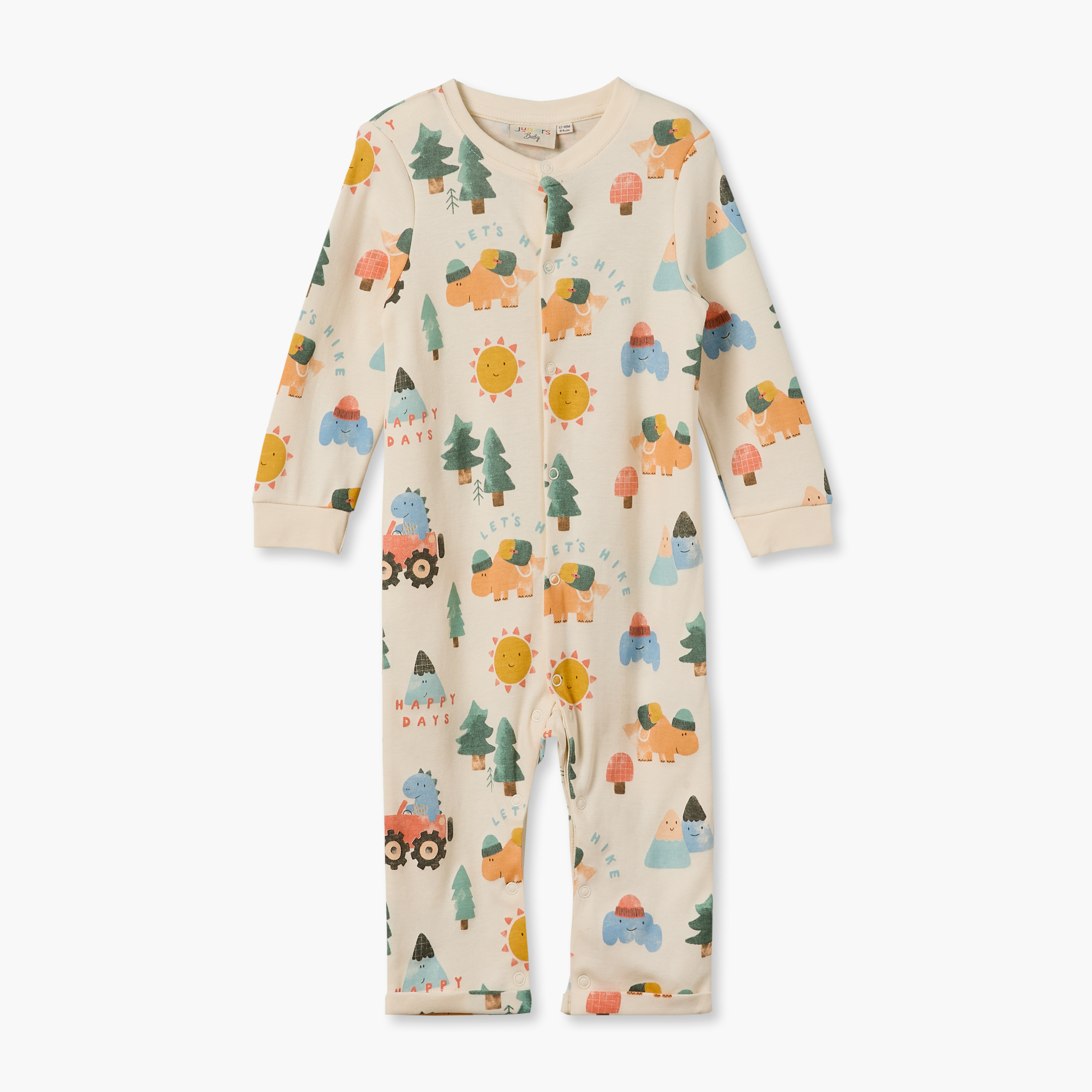 رومبير بياقة مستديرة وأكمام طويلة وطبعات من جونيورز - عبوة من قطعتين-baby-boys-clothing-rompers-image-3