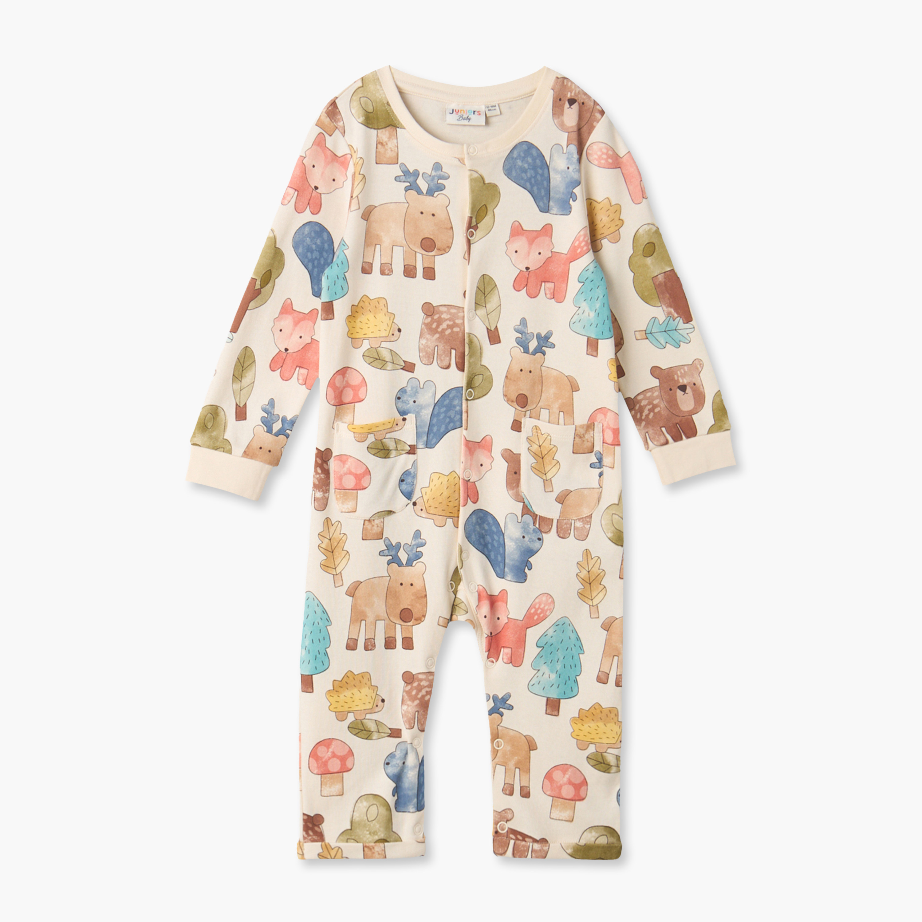 Pack of 2 Juniors Round Neck Long Sleeves Rompers with Dinosaur Print-baby-boys-clothing-rompers-image-3