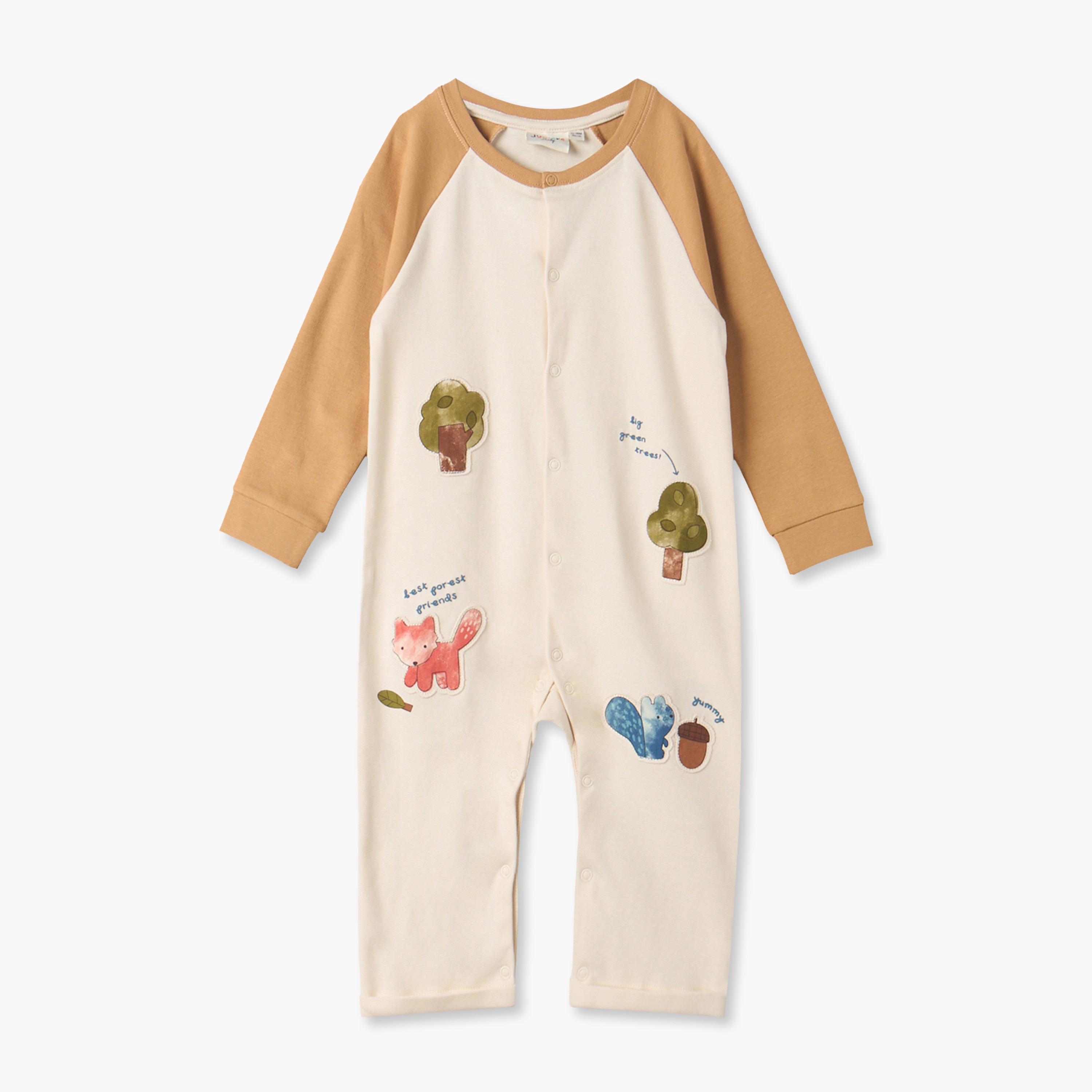 Pack of 2 Juniors Round Neck Long Sleeves Rompers with Dinosaur Print-baby-boys-clothing-rompers-image-4