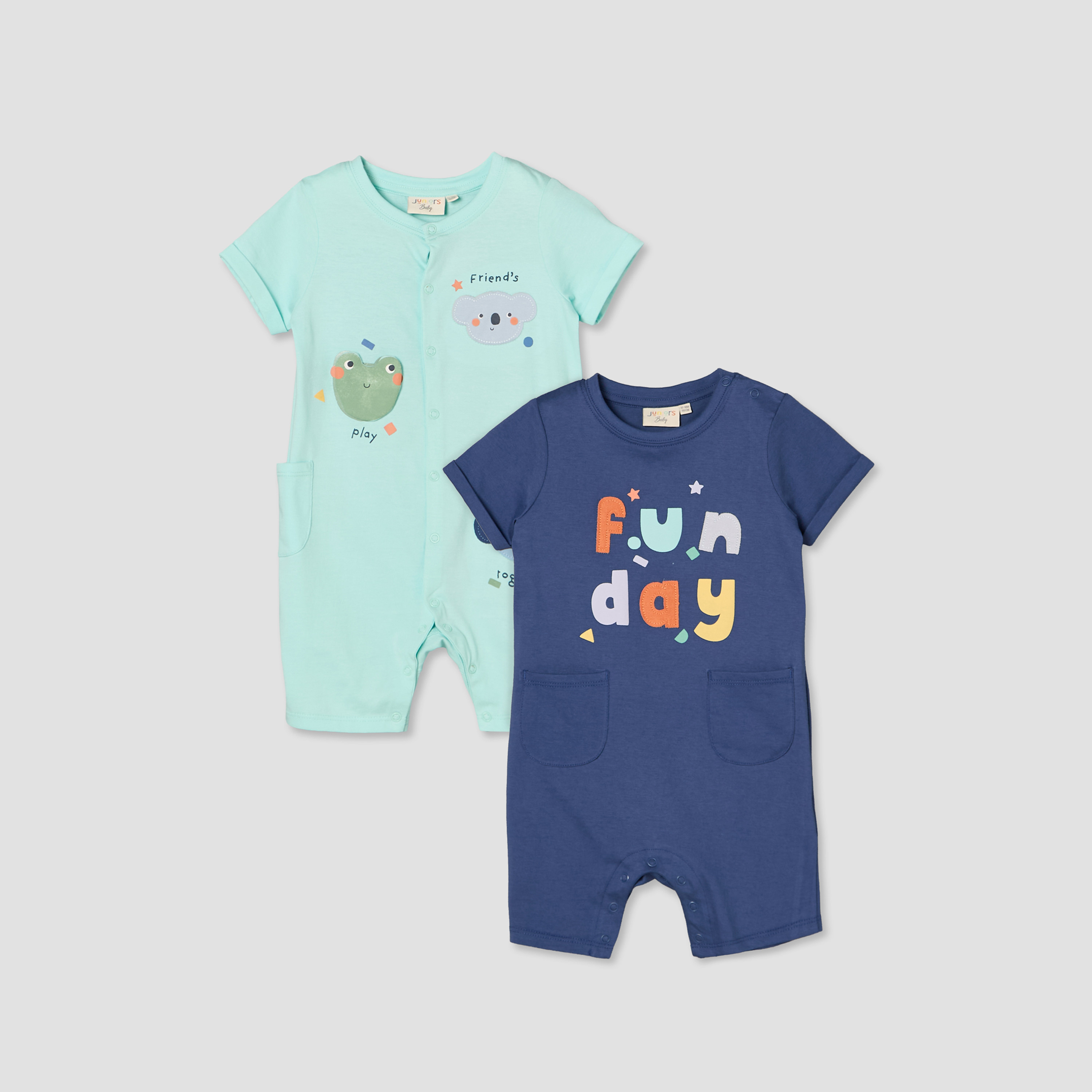 Juniors Crew Neck Short Sleeves Romper with Print-baby-boys-clothing-rompers-image-1