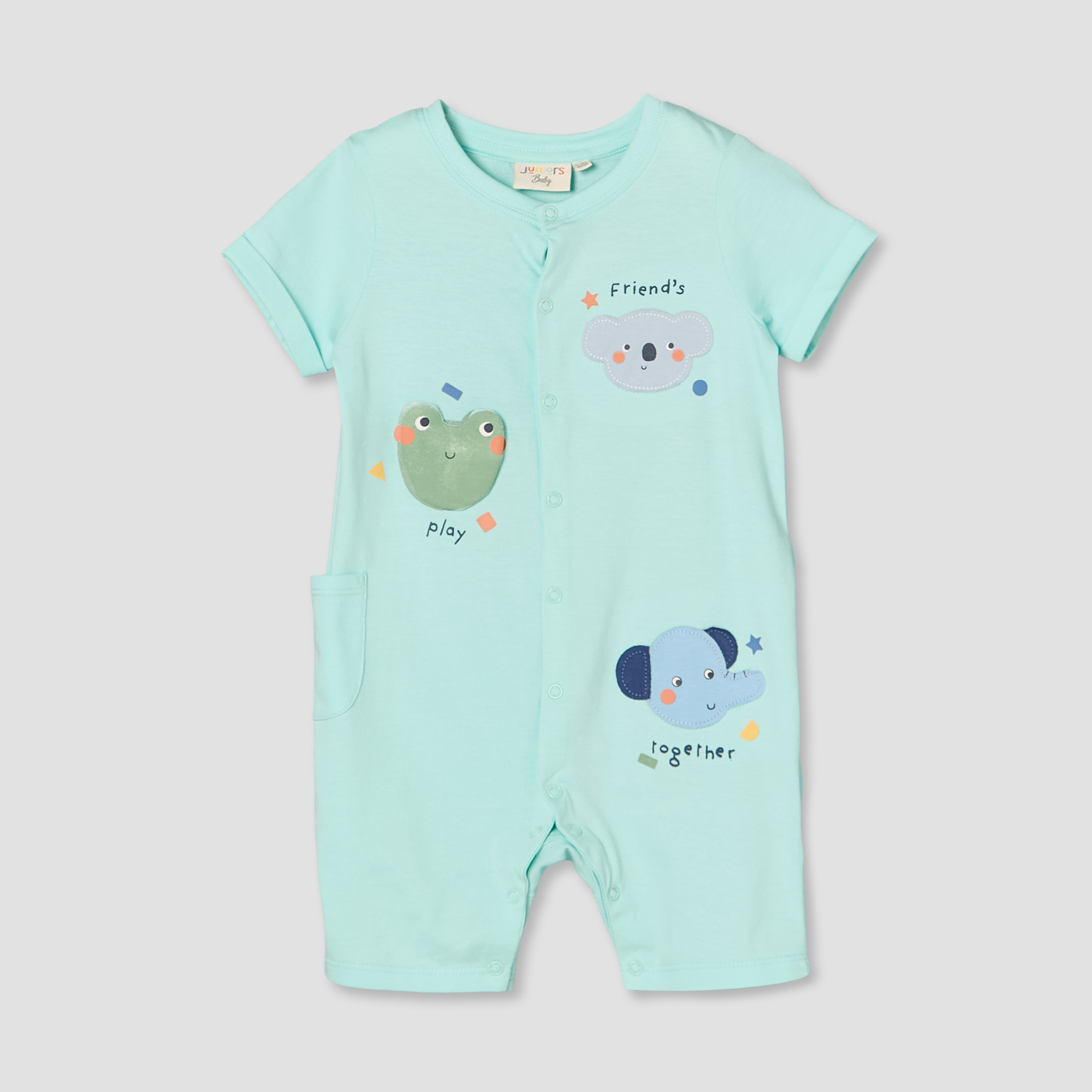 Juniors Crew Neck Short Sleeves Romper with Print-baby-boys-clothing-rompers-image-2