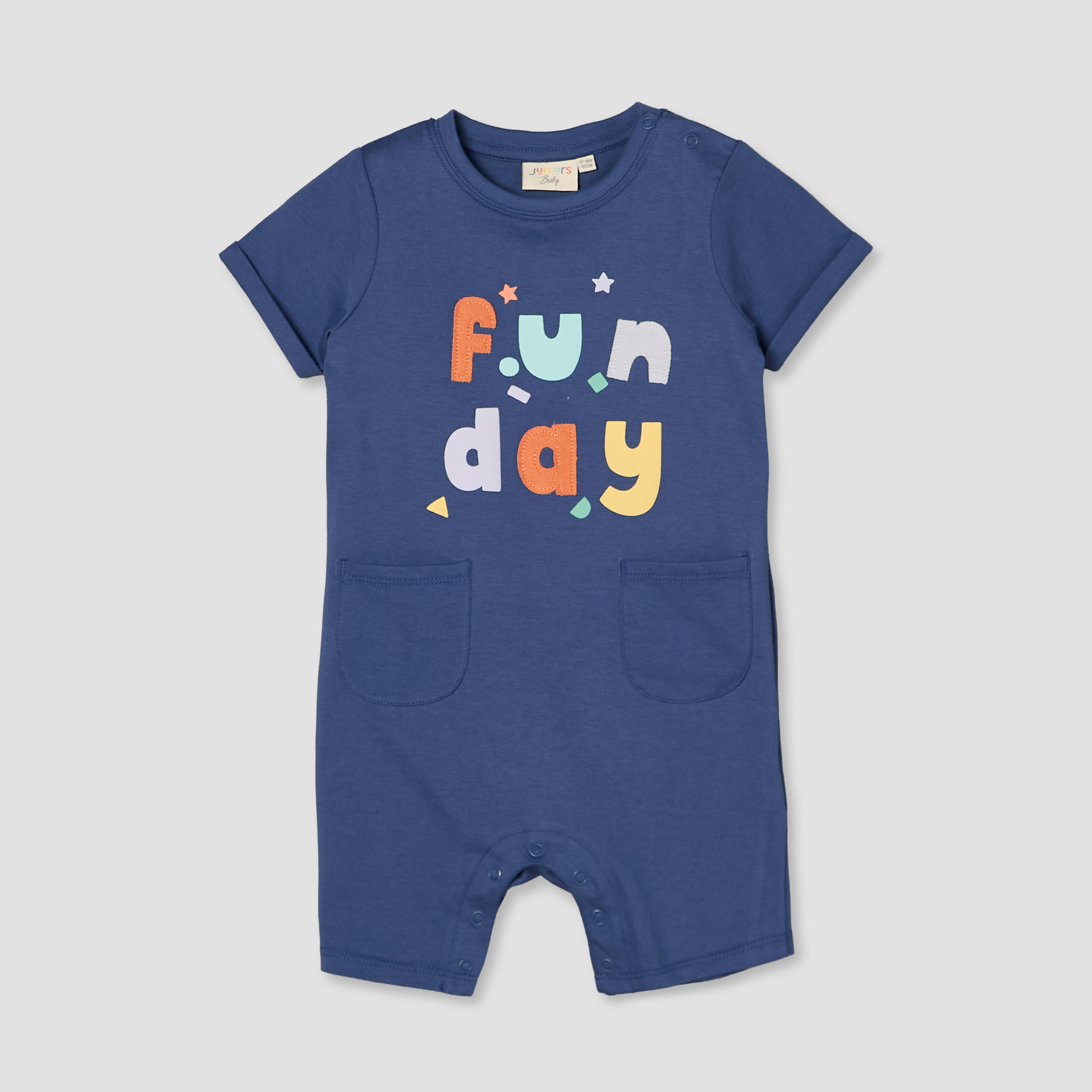 Juniors Crew Neck Short Sleeves Romper with Print-baby-boys-clothing-rompers-image-4