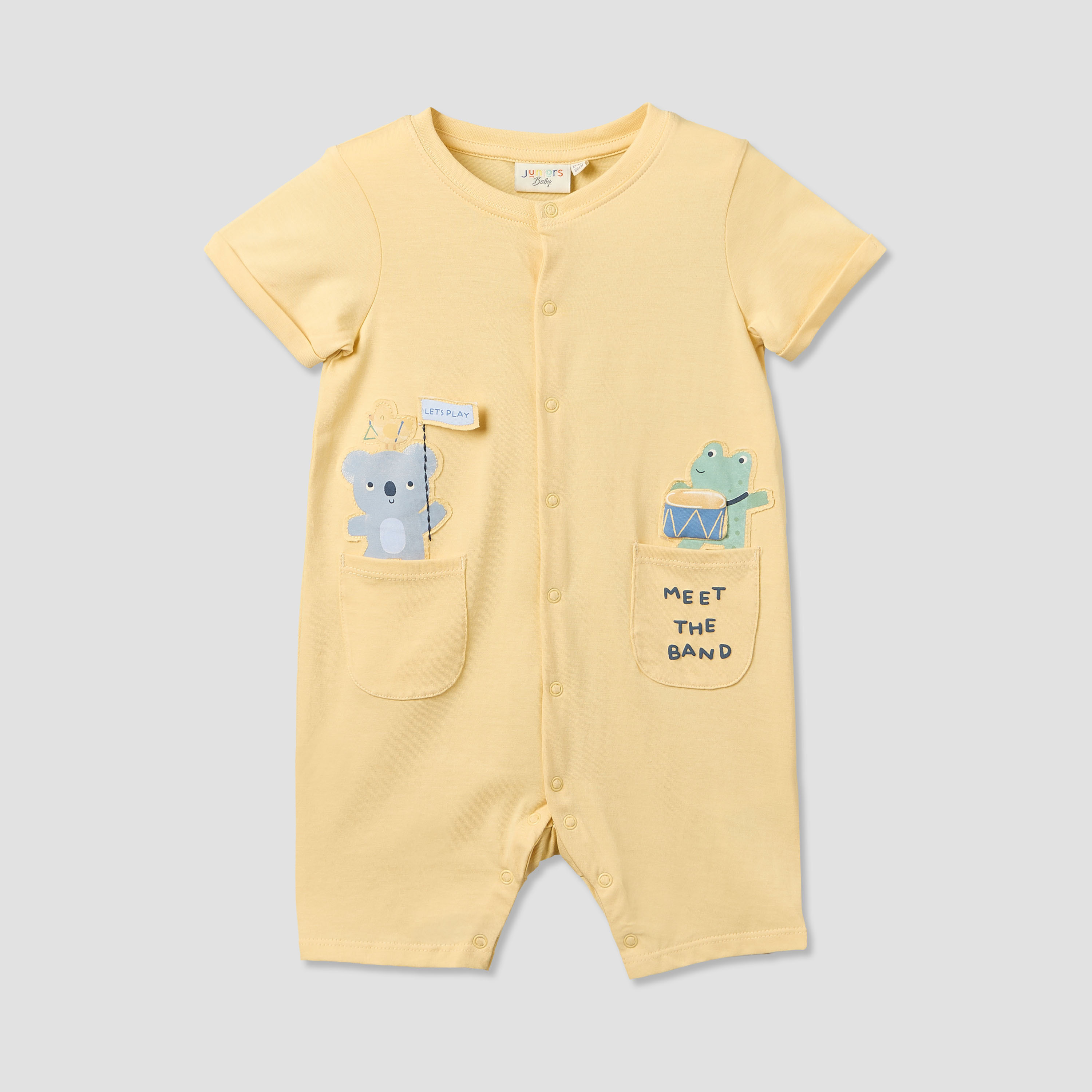 Pack of 2 Juniors Round Neck Short Sleeves Romper with Music Band Print-baby-boys-clothing-rompers-image-4