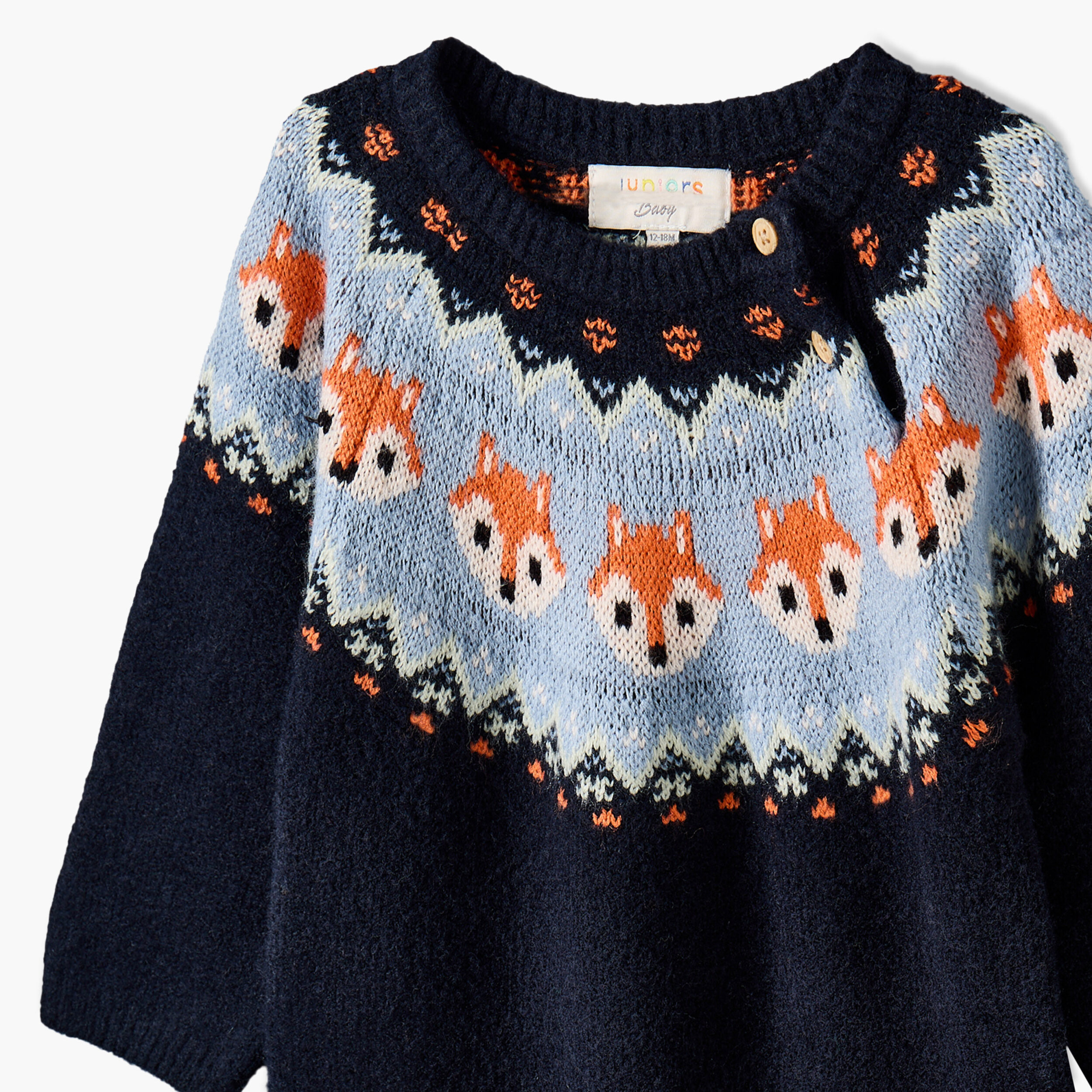 Juniors Crew Neck Long Sleeves Sleepsuit with Fair Isle Texture-baby-boys-clothing-rompers-image-7