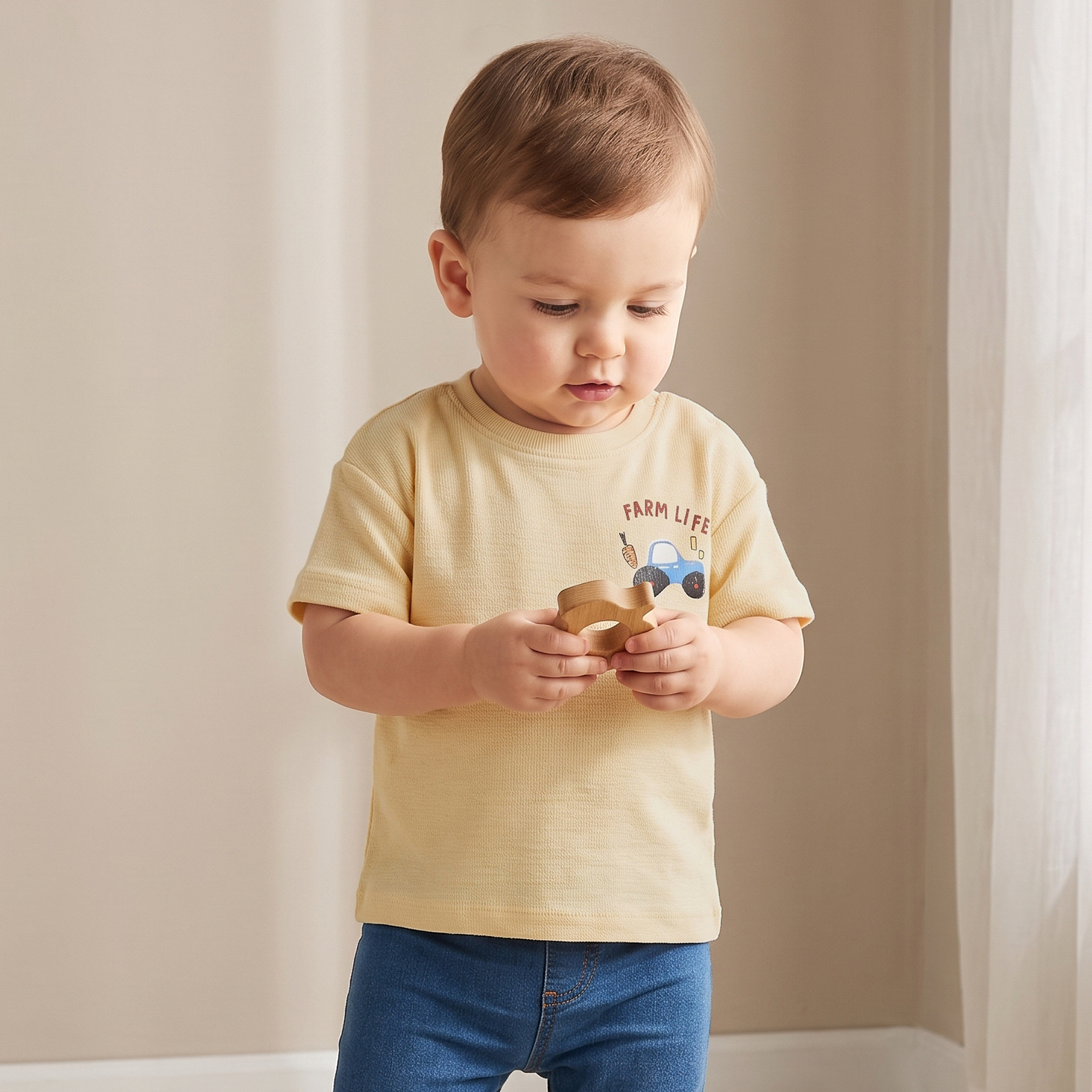 تيشيرت بطبعات مزرعة وياقة ضيقة وأكمام قصيرة من جونيورز-baby-boys-clothing-tshirtsandpolos-image-6