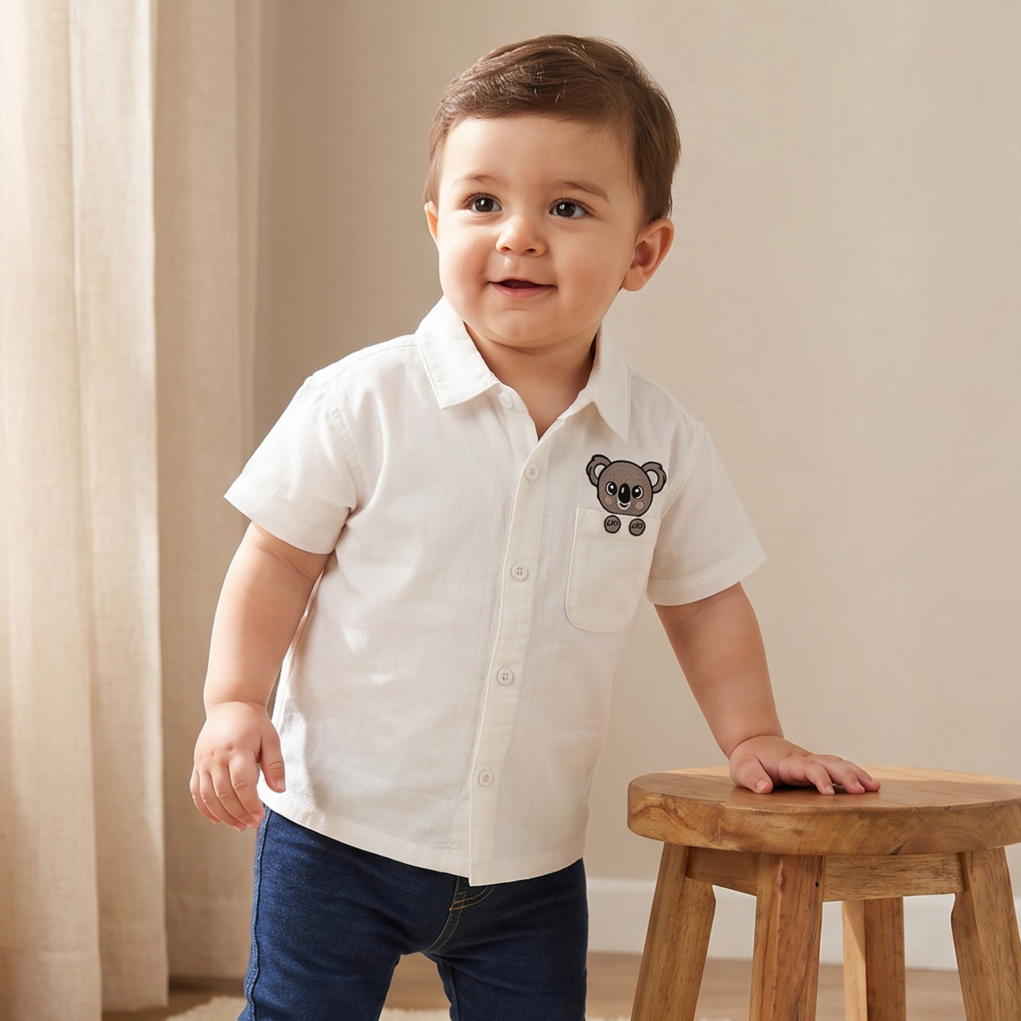 قميص بياقة وأكمام قصيرة بتطريز كوالا من جونيورز-baby-boys-clothing-tshirtsandpolos-image-1