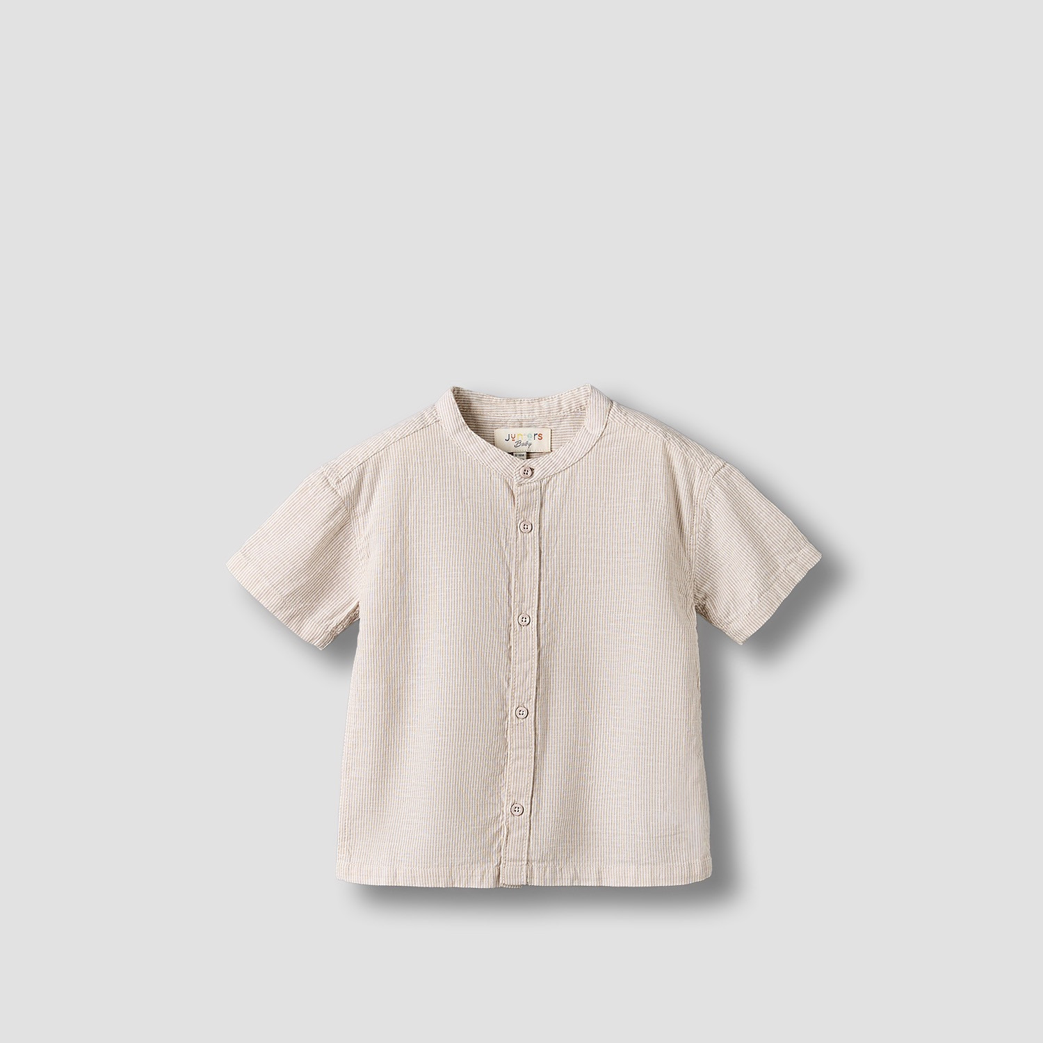 Juniors Mandarin Collar Short Sleeves Shirt with Stripes-baby-boys-clothing-tshirtsandpolos-image-1