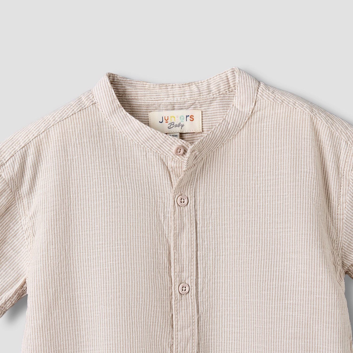 Juniors Mandarin Collar Short Sleeves Shirt with Stripes-baby-boys-clothing-tshirtsandpolos-image-3