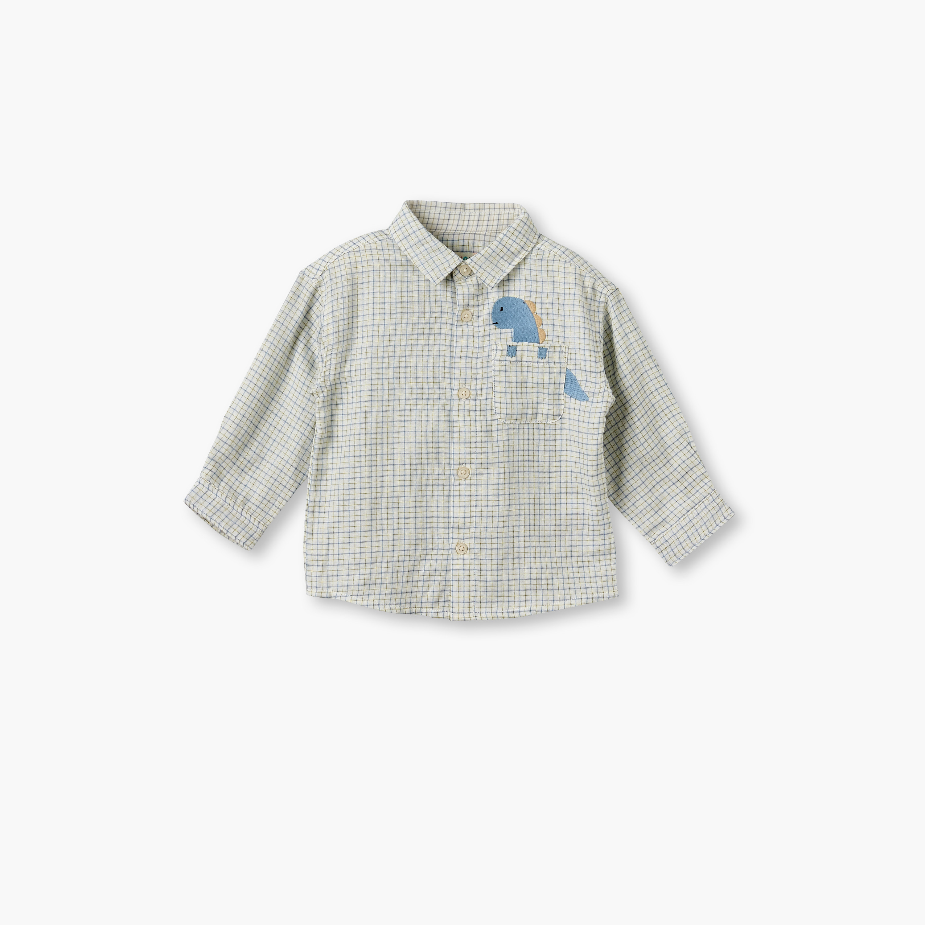 قميص بأكمام طويلة وتطريز ديناصور من جونيورز-baby-boys-clothing-shirts-image-1