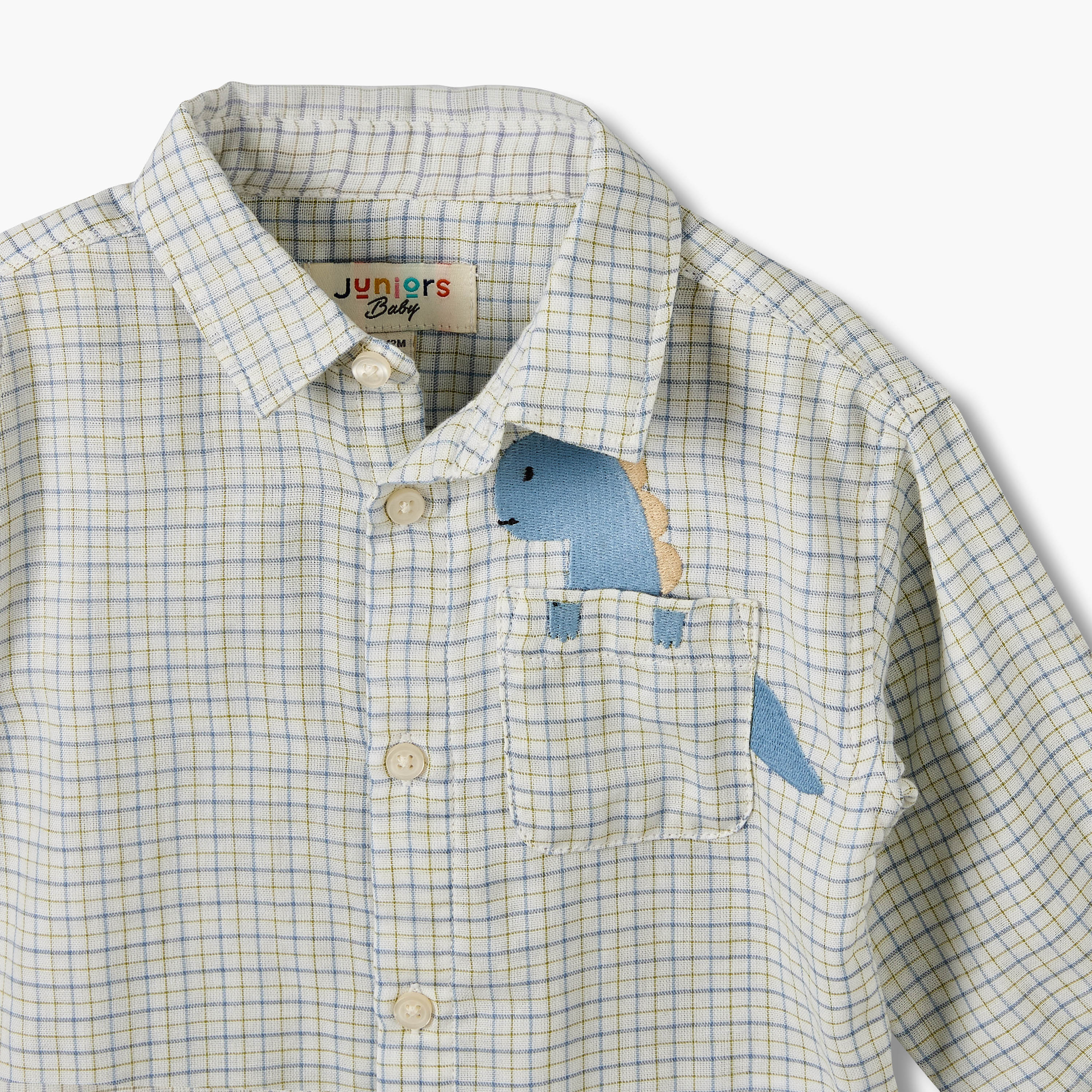 قميص بأكمام طويلة وتطريز ديناصور من جونيورز-baby-boys-clothing-shirts-image-3