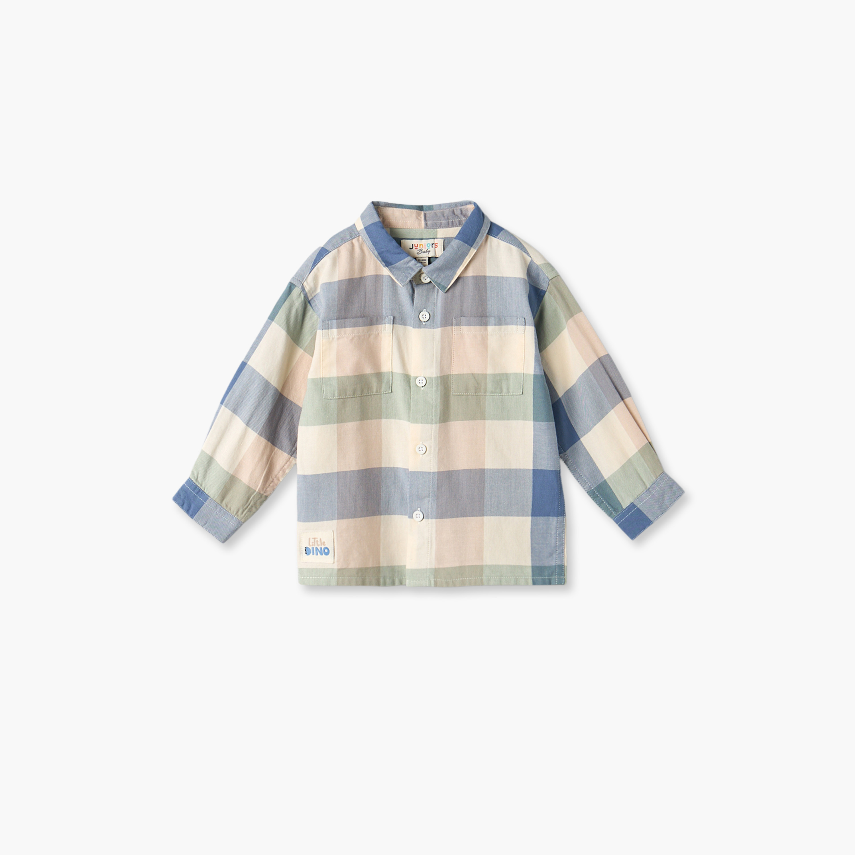 Juniors Long Sleeves Shirt with Checked Design-baby-boys-clothing-shirts-image-2