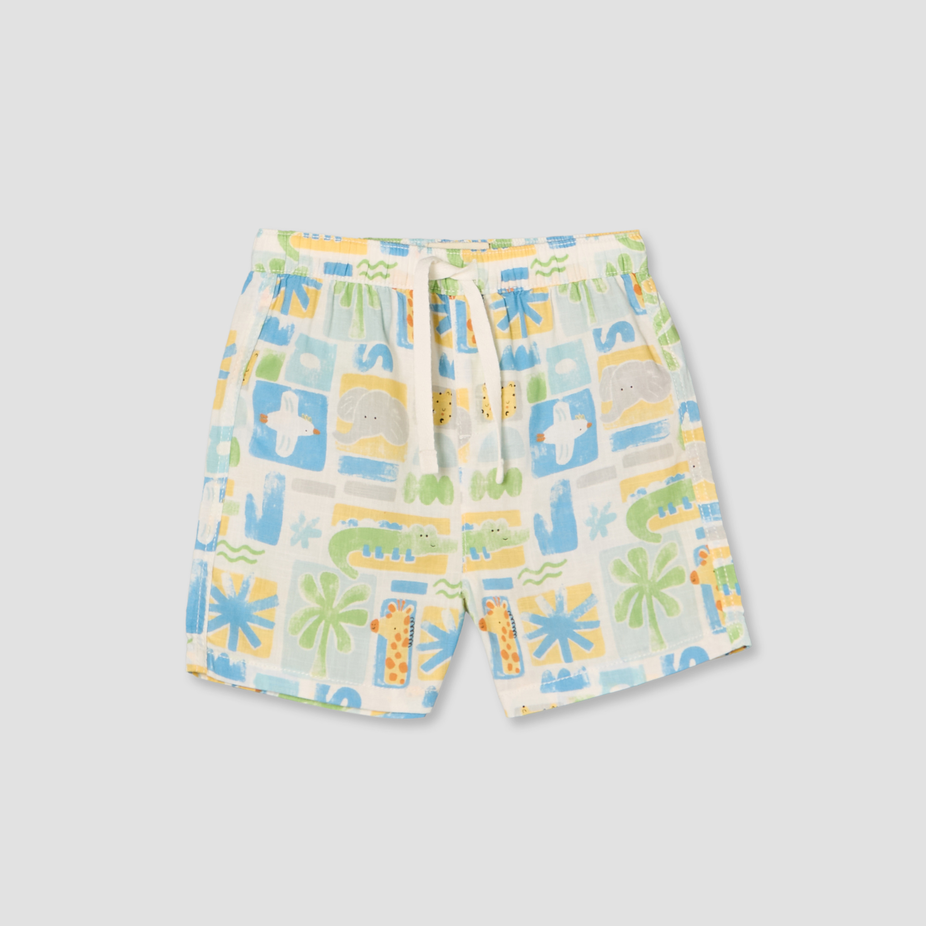طقم قميص بياقة عادية وأكمام قصيرة مع شورت بطبعة سفاري من جونيورز-baby-boys-clothing-setsandcoords-image-3