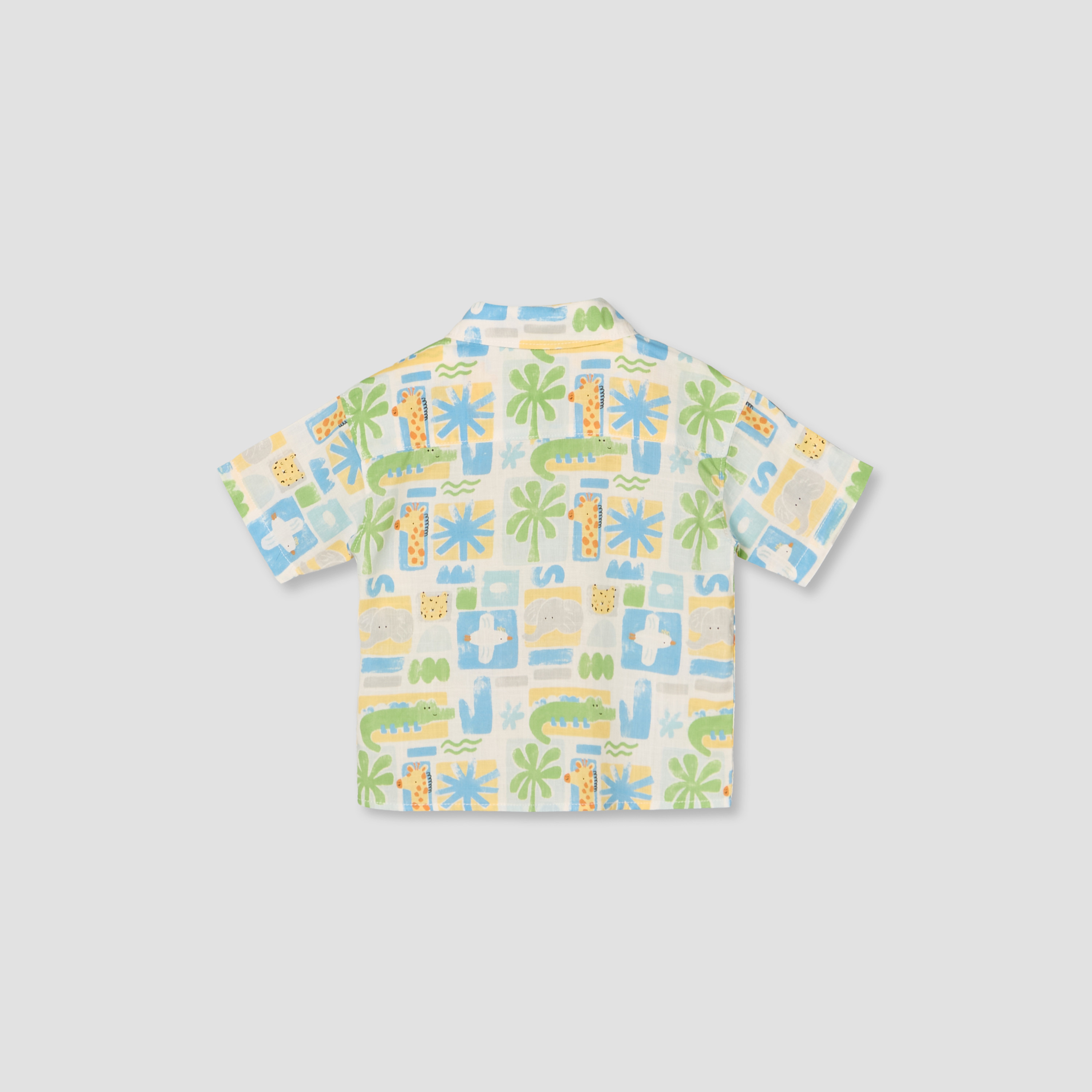 طقم قميص بياقة عادية وأكمام قصيرة مع شورت بطبعة سفاري من جونيورز-baby-boys-clothing-setsandcoords-image-4