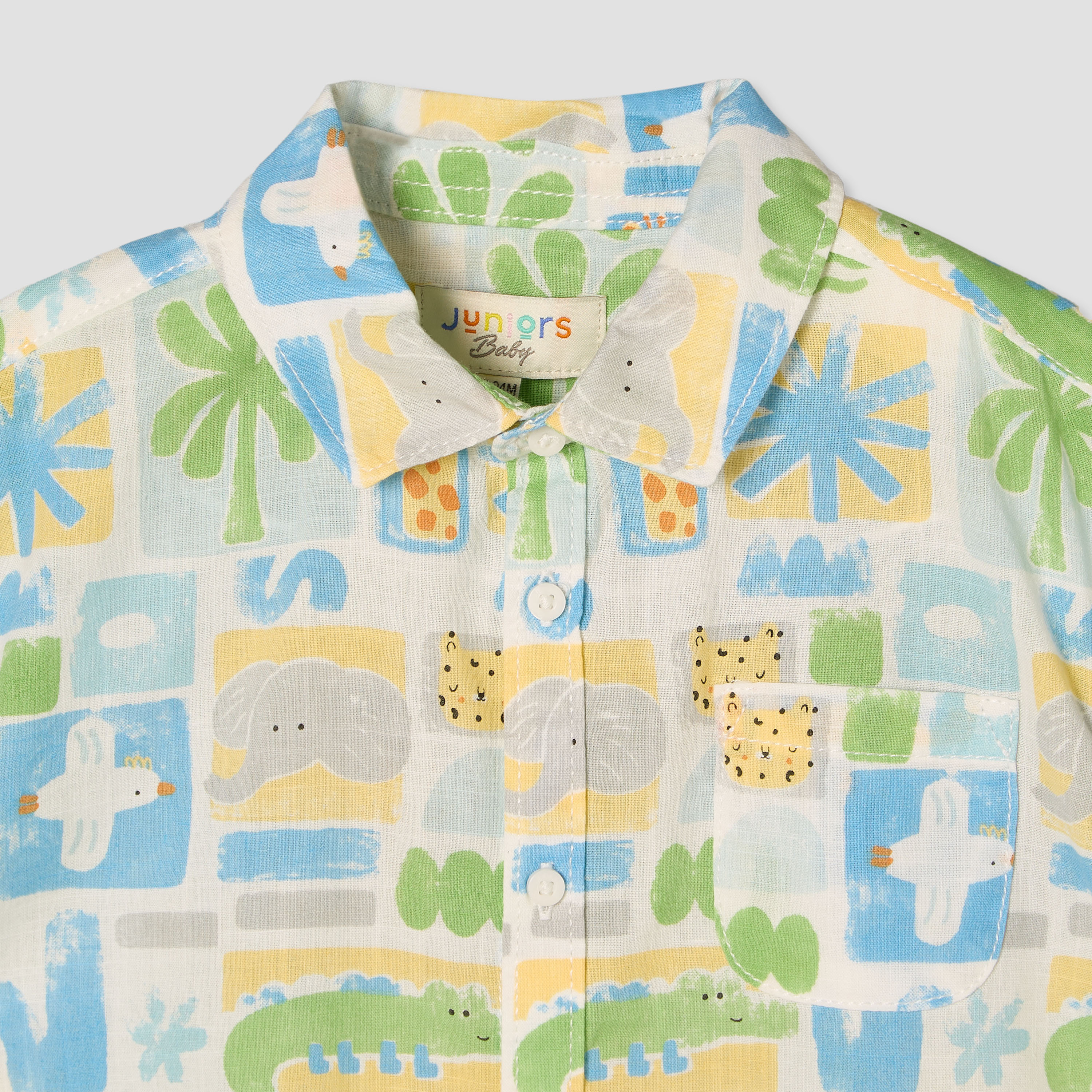 طقم قميص بياقة عادية وأكمام قصيرة مع شورت بطبعة سفاري من جونيورز-baby-boys-clothing-setsandcoords-image-6
