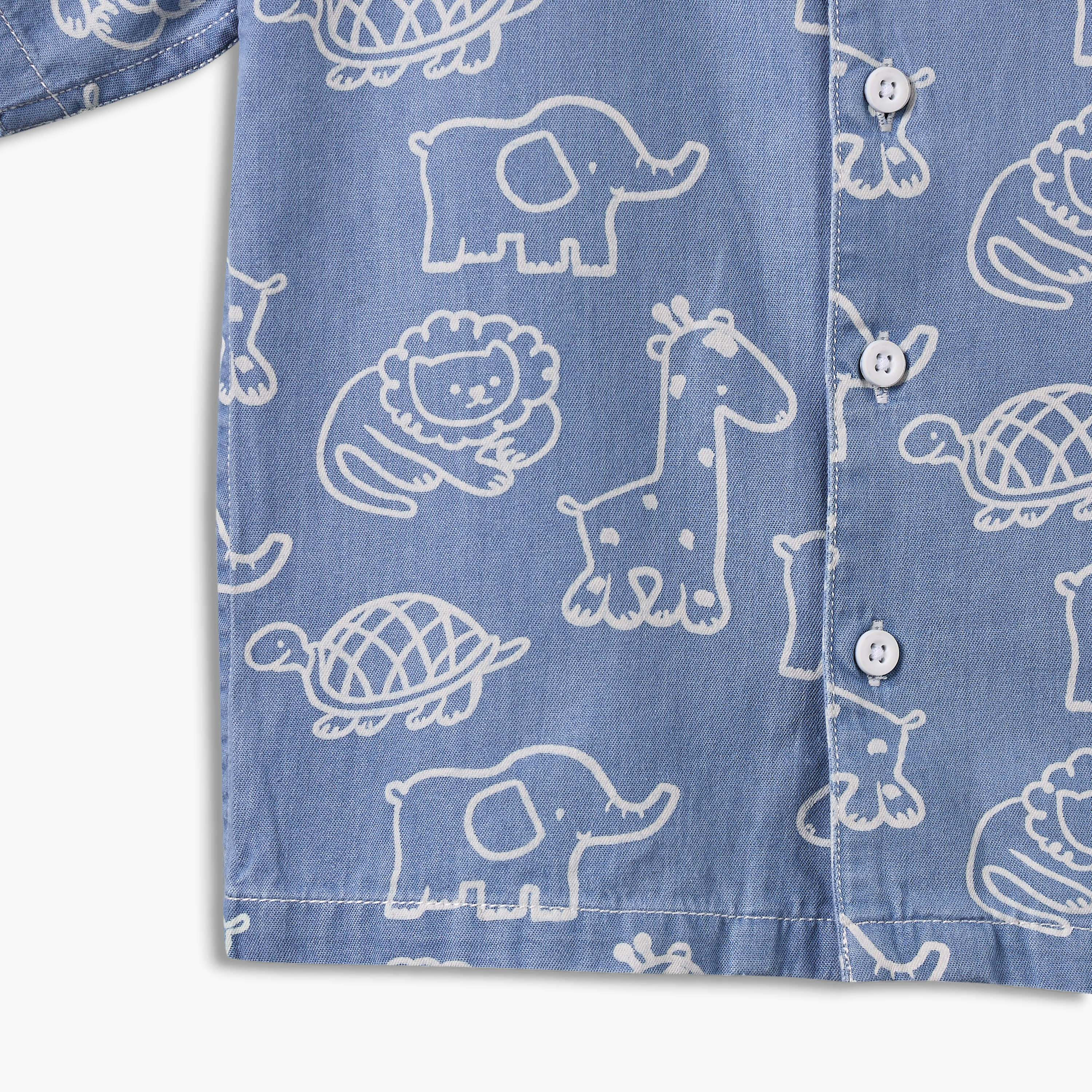 Giggles Collared Short Sleeves Shirt and Shorts Set with Safari Print-baby-boys-clothing-setsandcoords-image-7
