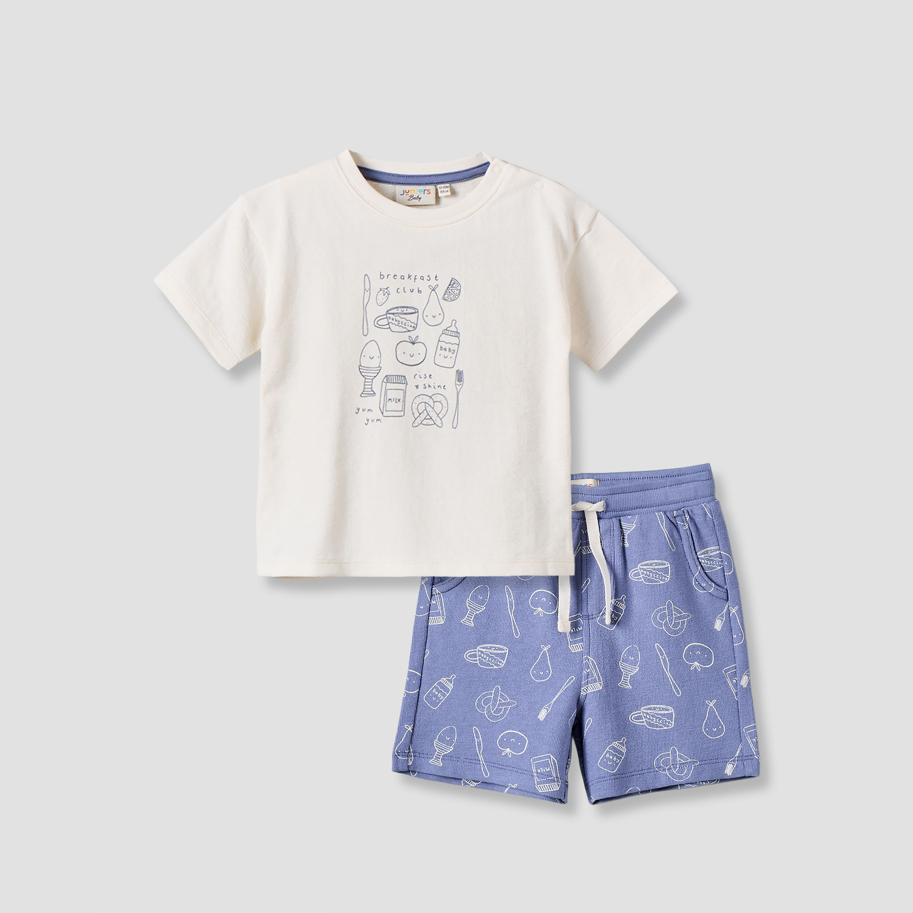 طقم تيشيرت بياقة ضيقة وأكمام قصيرة مع شورت برباط من جونيورز-baby-boys-clothing-setsandcoords-image-2