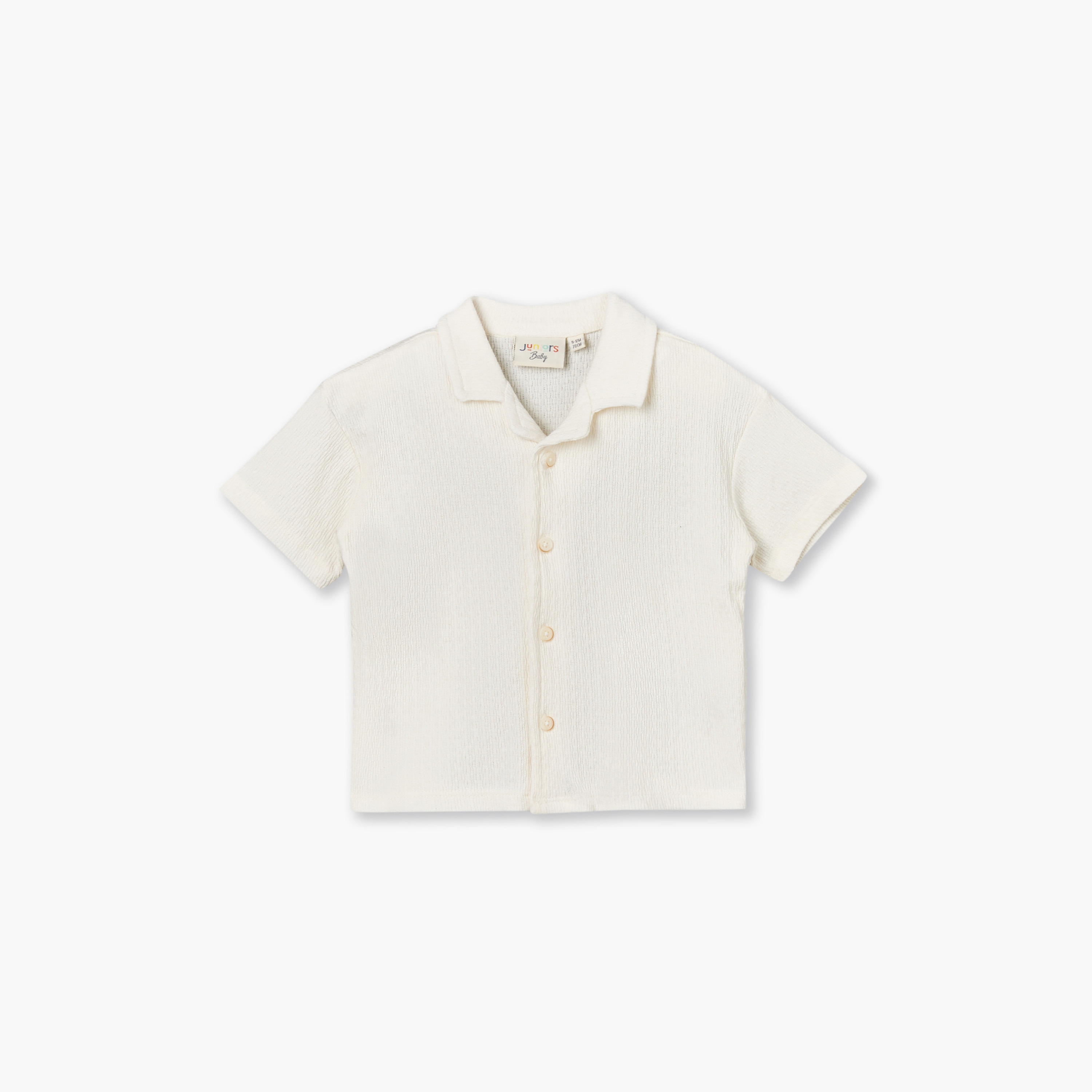 طقم شورت وقميص بارز الملمس بياقة عادية وأكمام قصيرة من جونيورز-baby-boys-clothing-setsandcoords-image-3