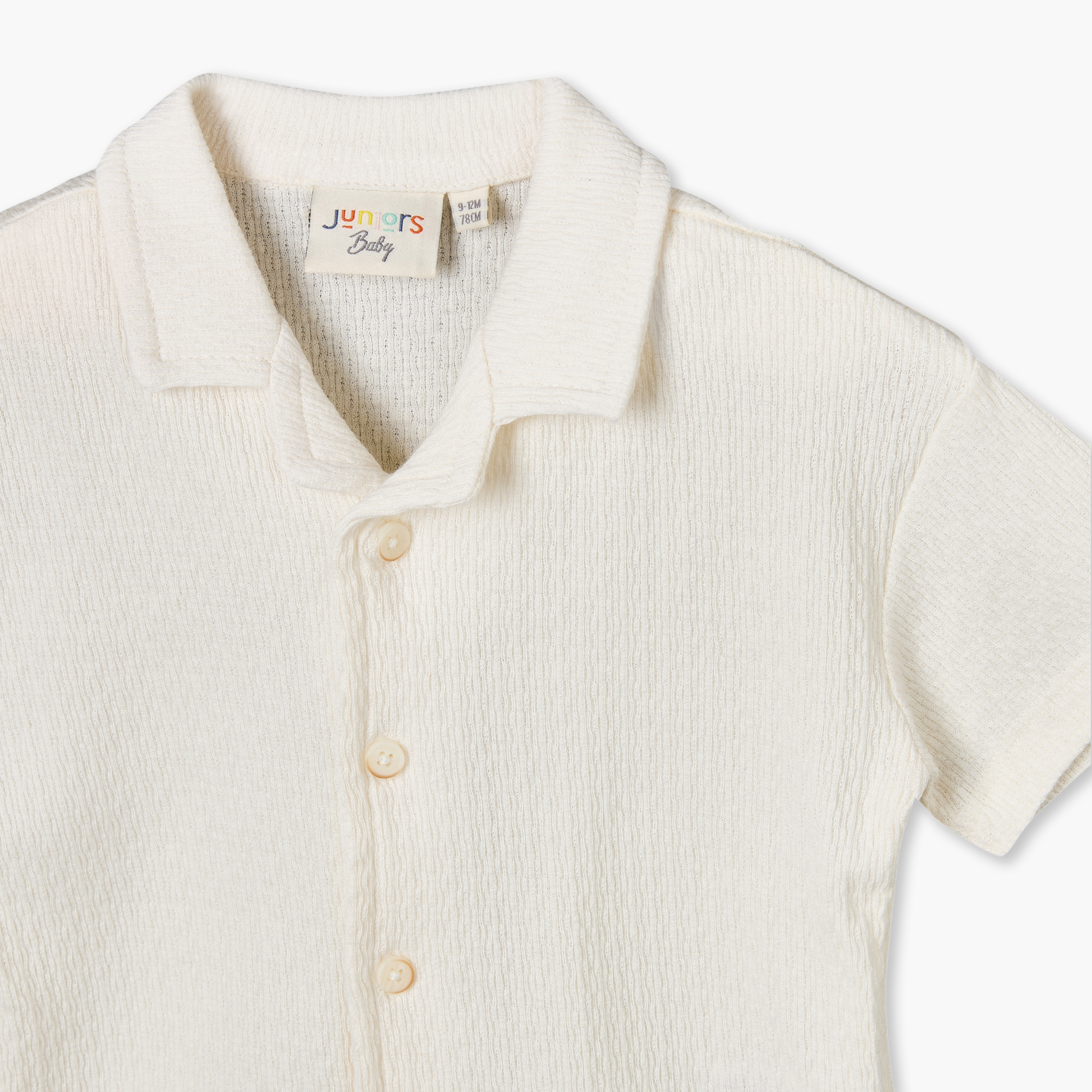 طقم شورت وقميص بارز الملمس بياقة عادية وأكمام قصيرة من جونيورز-baby-boys-clothing-setsandcoords-image-7