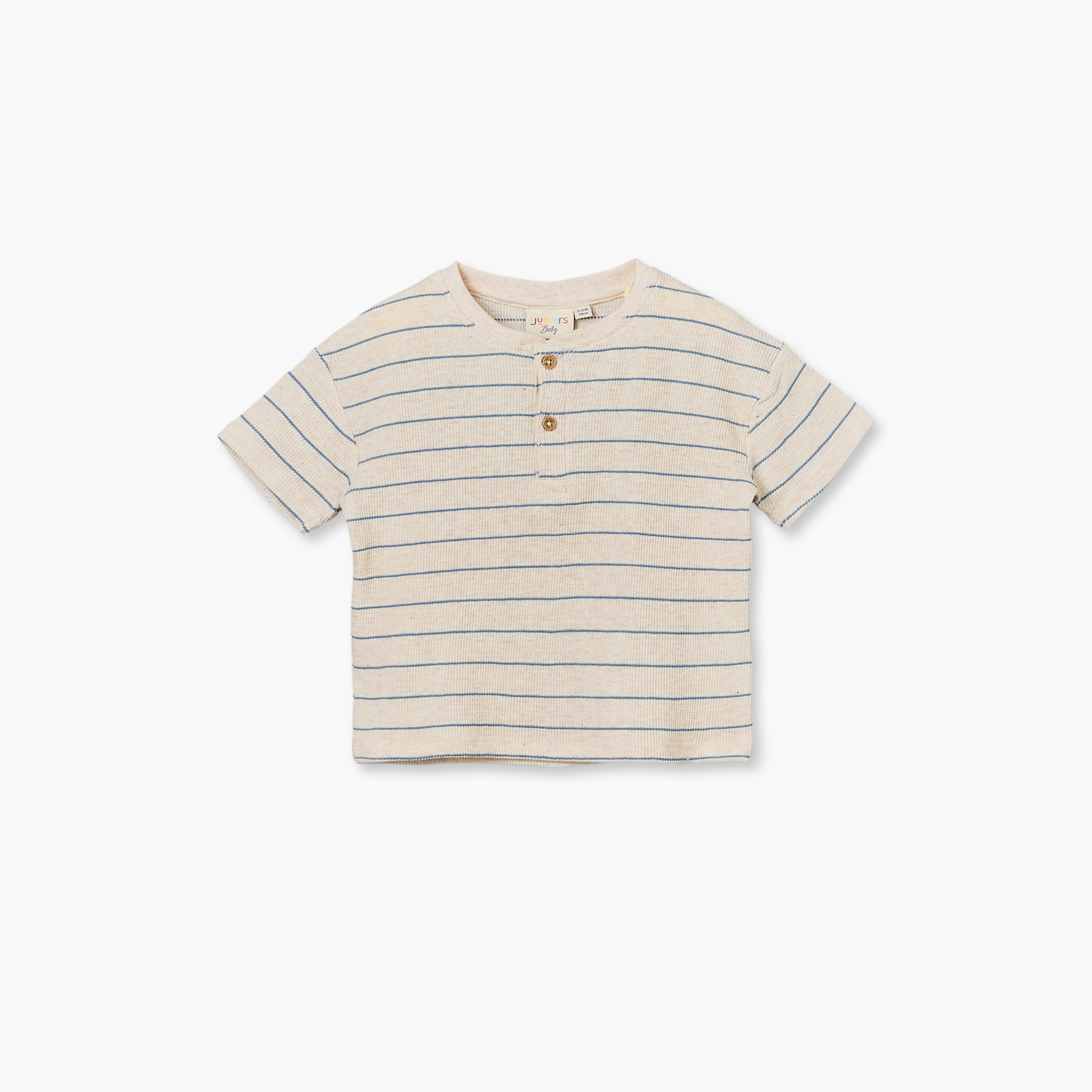Juniors Henley Neck Short Sleeves T-shirt and Shorts Set with Stripes-baby-boys-clothing-setsandcoords-image-2