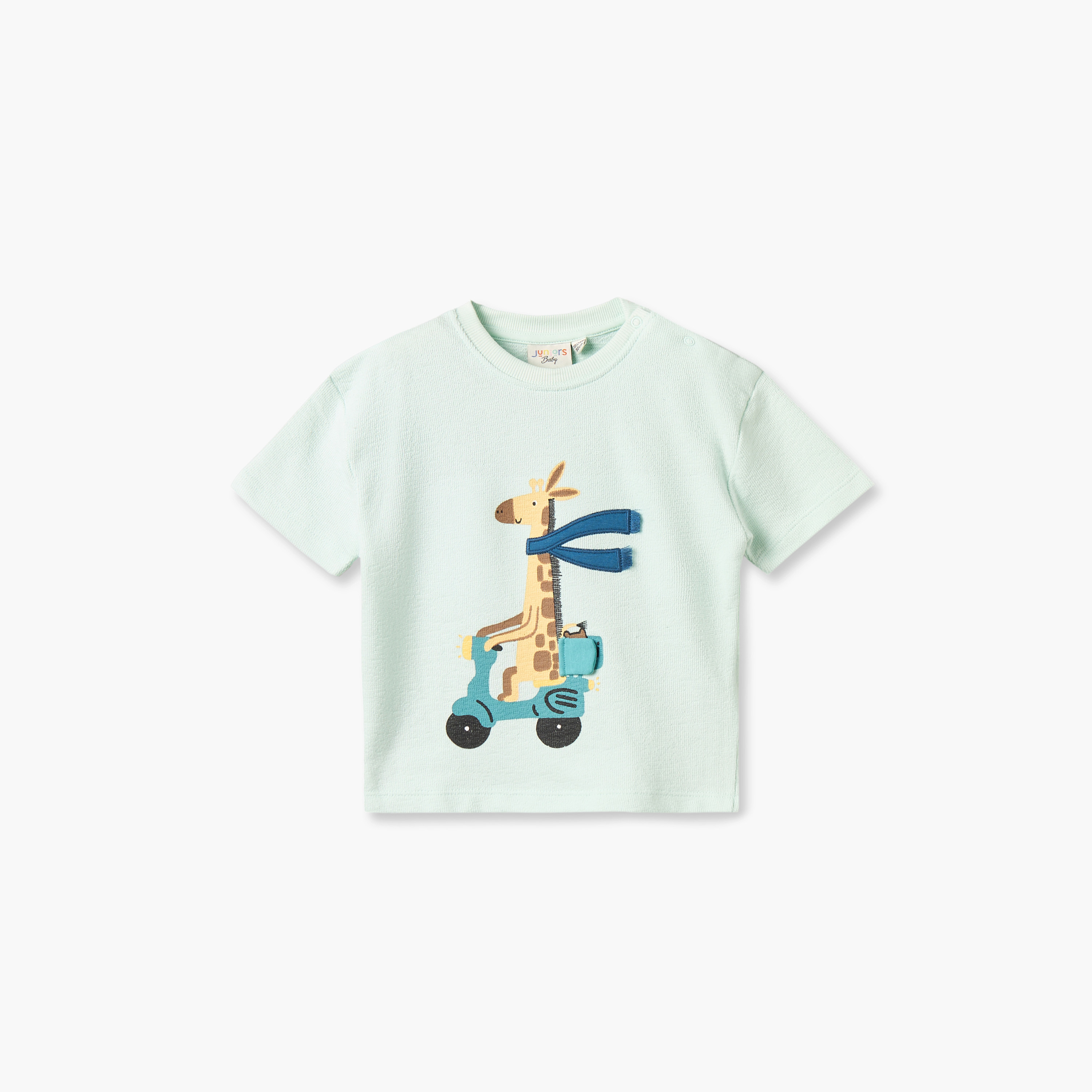 طقم تيشيرت بياقة ضيقة وأكمام قصيرة مع شورت وطبعات زرافة من جونيورز-baby-boys-clothing-setsandcoords-image-2