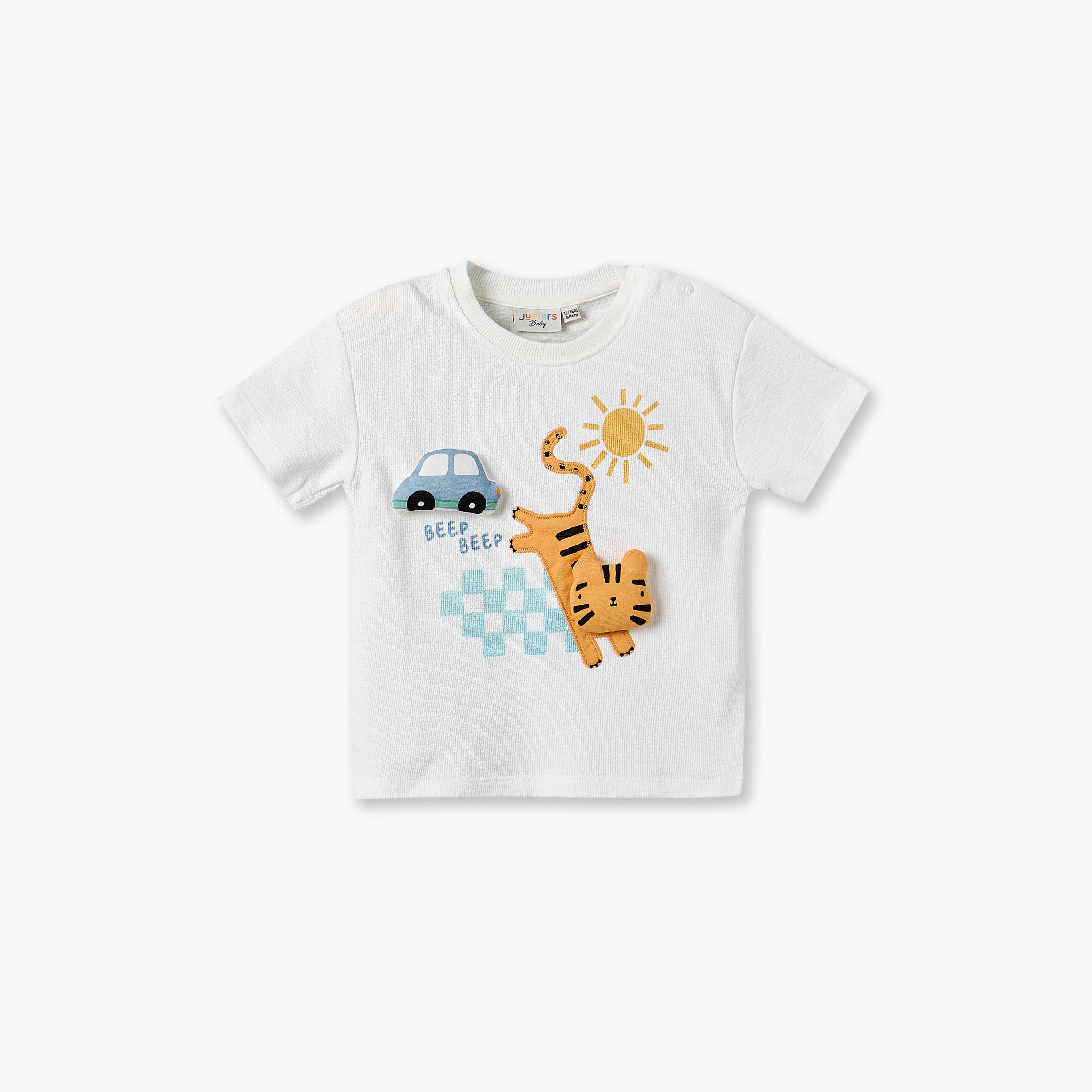 Juniors Round Neck Short Sleeves T-shirt and Shorts Set with Tiger Applique-baby-boys-clothing-setsandcoords-image-3